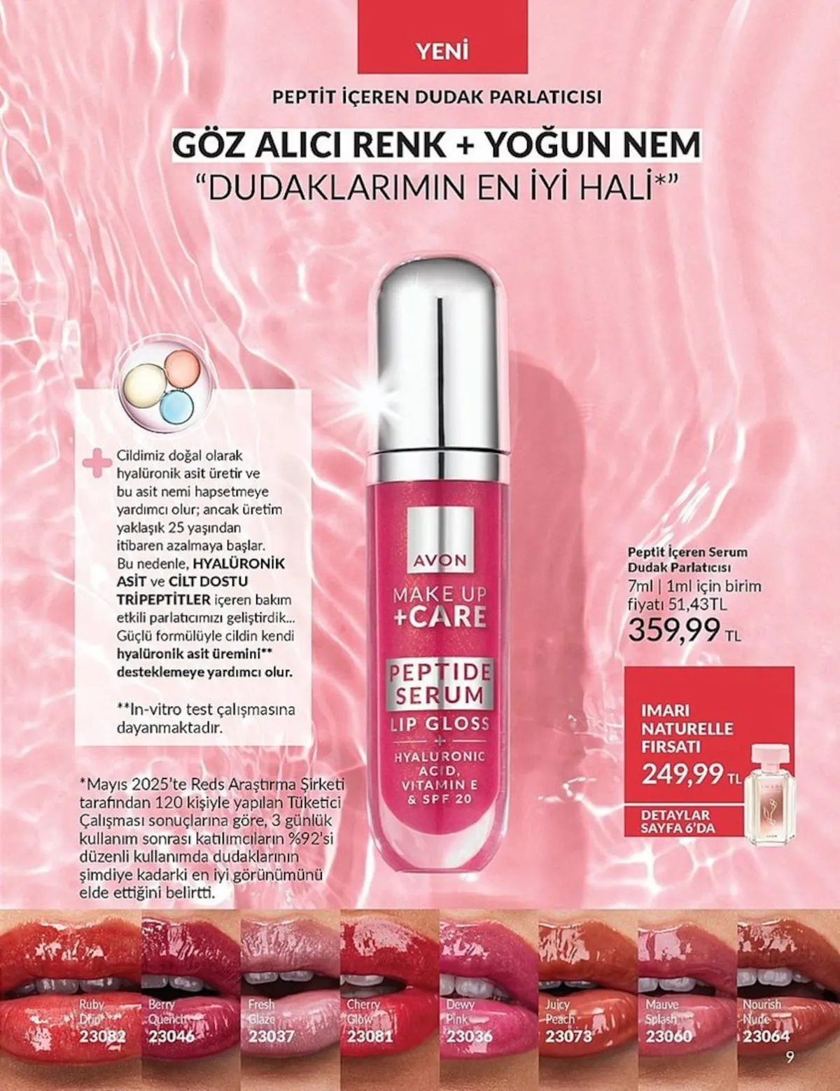 Avon Avon 1 Şubat 2026 Aktüel Kataloğu sayfa 9: Avon Peptit İçeren Serum Dudak Parlatıcısı 7Ml