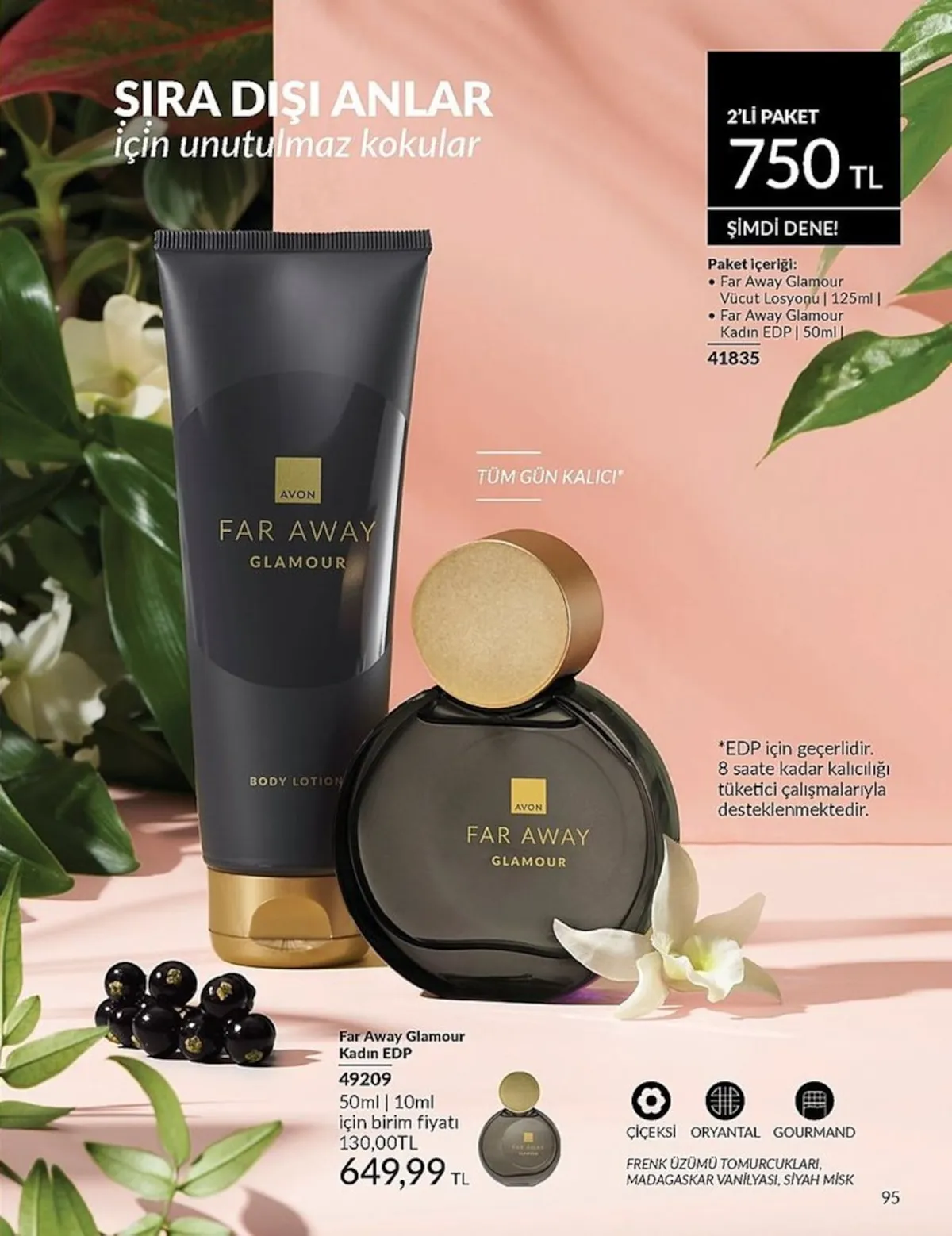 Avon Avon 1 Şubat 2026 Aktüel Kataloğu sayfa 95: Avon Far Away Glamour Vücut Losyonu 125Ml Ve Kadın Edp 50Ml 2'Li Paket