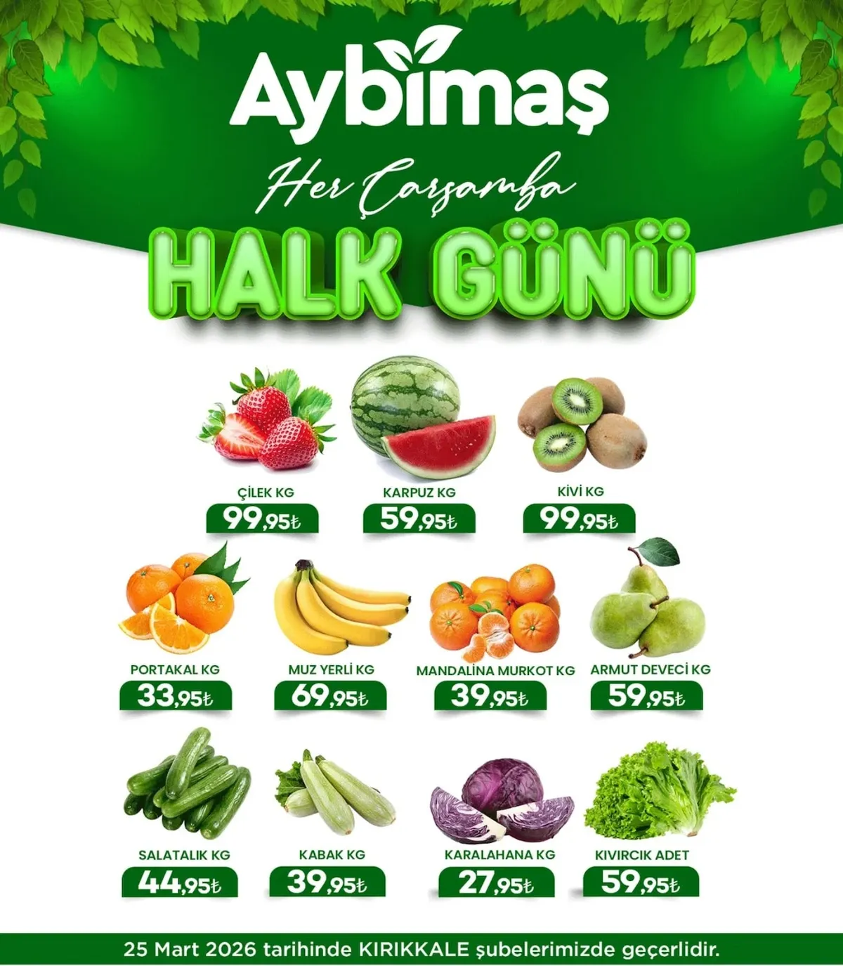 Aybimaş Aybimaş 25 Mart 2026 Aktüel Kataloğu sayfa 2: Muz Yerli Kg, Kabak Kg