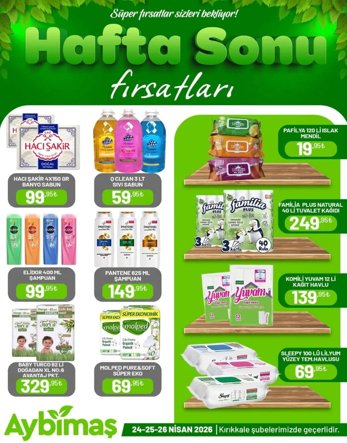 Aybimaş Aybimaş 24 Nisan 2026 Aktüel Kataloğu sayfa 5: Q Clean 3 Lt Sıvı Sabun, Komili Yuvam 12 Li Kağıt Havlu