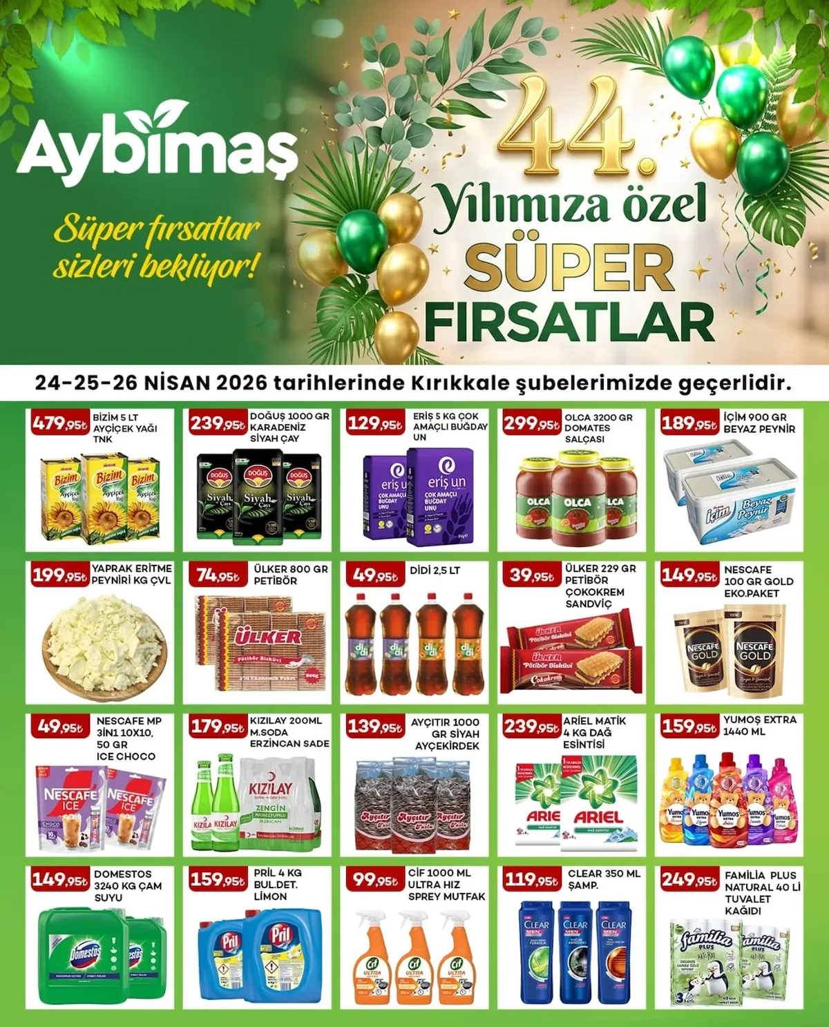 Aybimaş Aybimaş 24 Nisan 2026 Aktüel Kataloğu sayfa 6: Yaprak Eritme Peyniri Kg Çvl, Bizim 5 Lt Ayçiçek Yaği Tnk