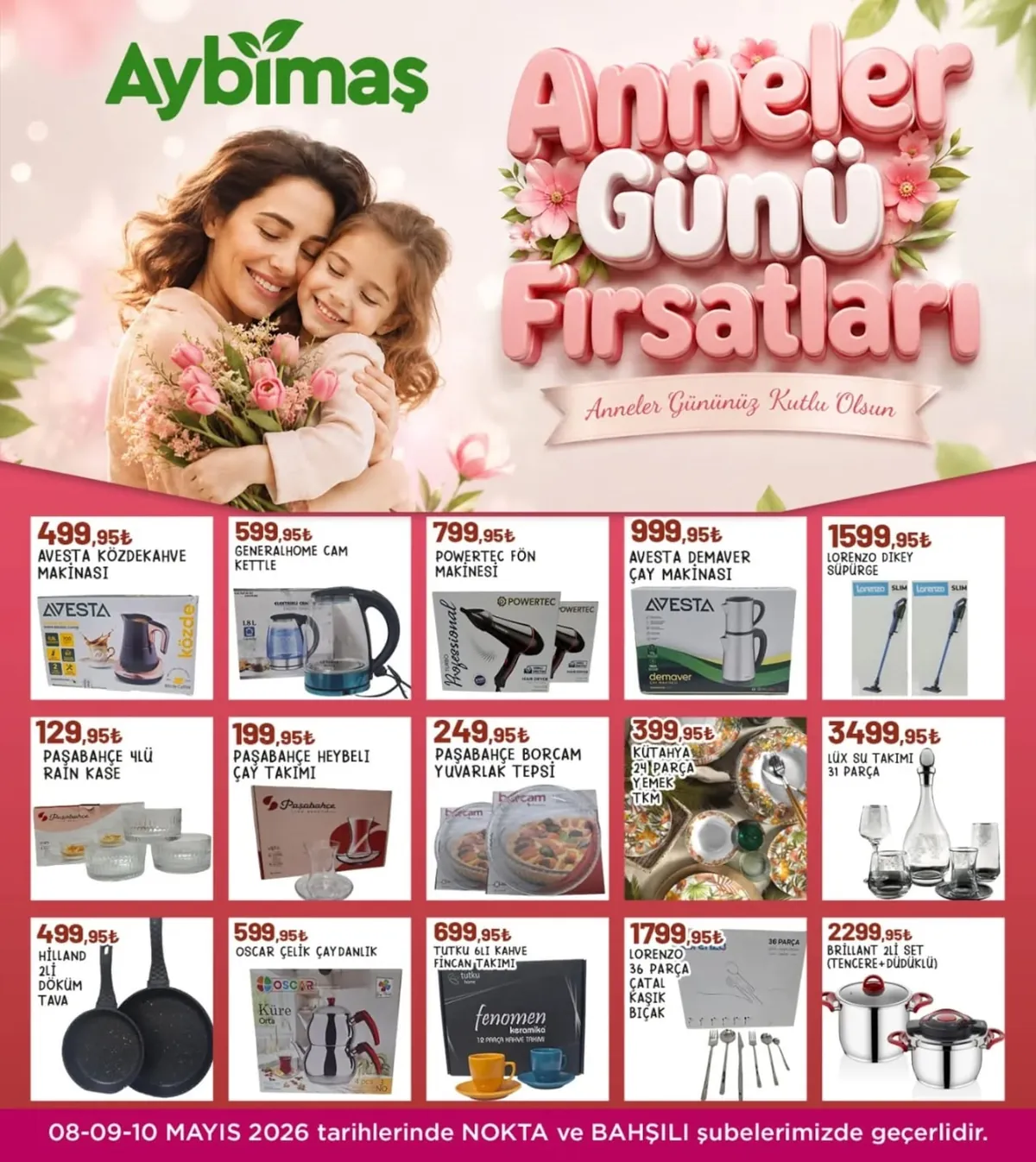 Aybimaş Aybimaş 8 Mayıs 2026 Aktüel Kataloğu sayfa 7: Generalhome Cam Kettle 1.8L, Kütahya 24 Parça Yemek Tkm