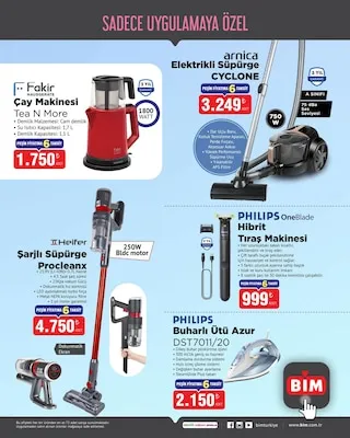 BİM Market Katalog sayfa 9: Arnica Cyclone Elektrikli Süpürge, Fakir Tea N More Çay Makinesi