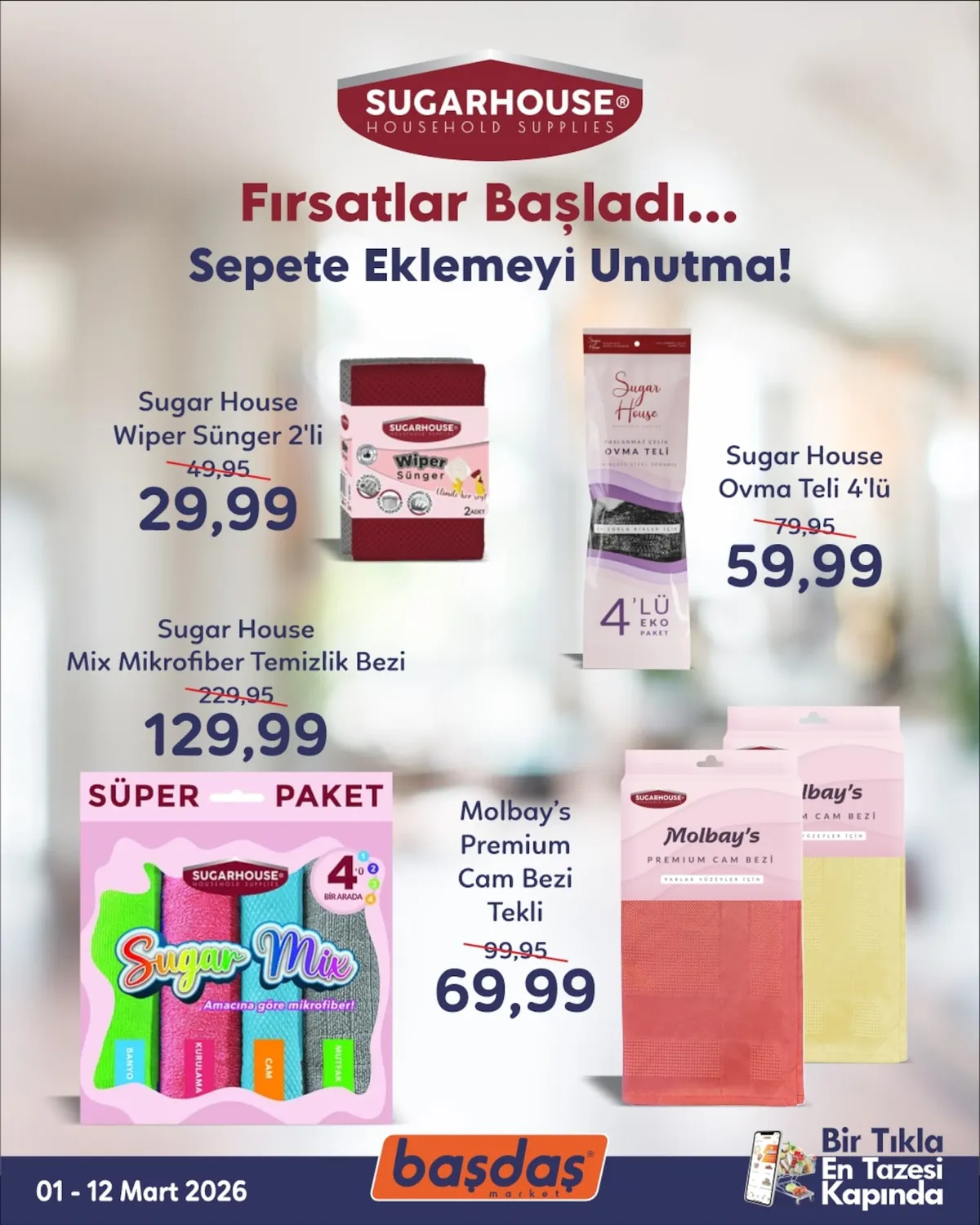 Başdaş Başdaş Market 1 Mart 2026 Aktüel Kataloğu sayfa 5: Sugar House Ovma Teli 4'Lü
