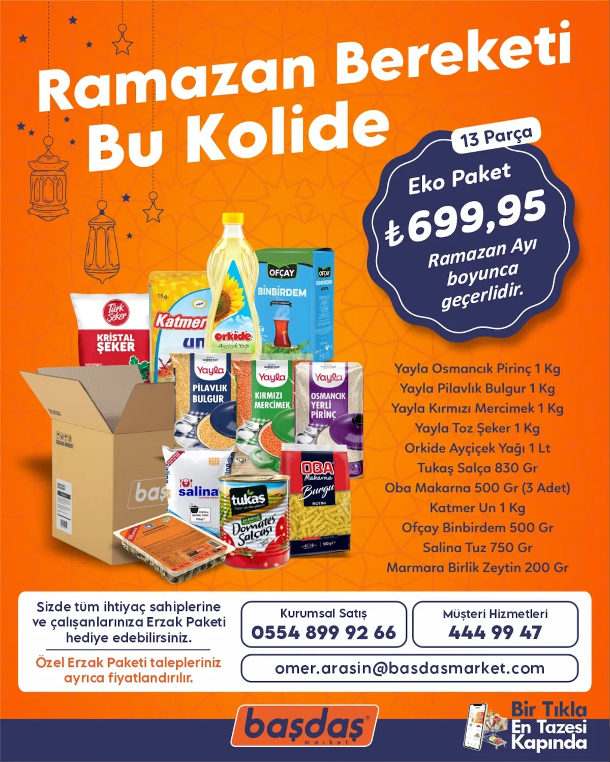 Başdaş Başdaş Market 6 Şubat 2026 Aktüel Kataloğu sayfa 1: Ramazan Bereketi Bu Kolide Eko Paket