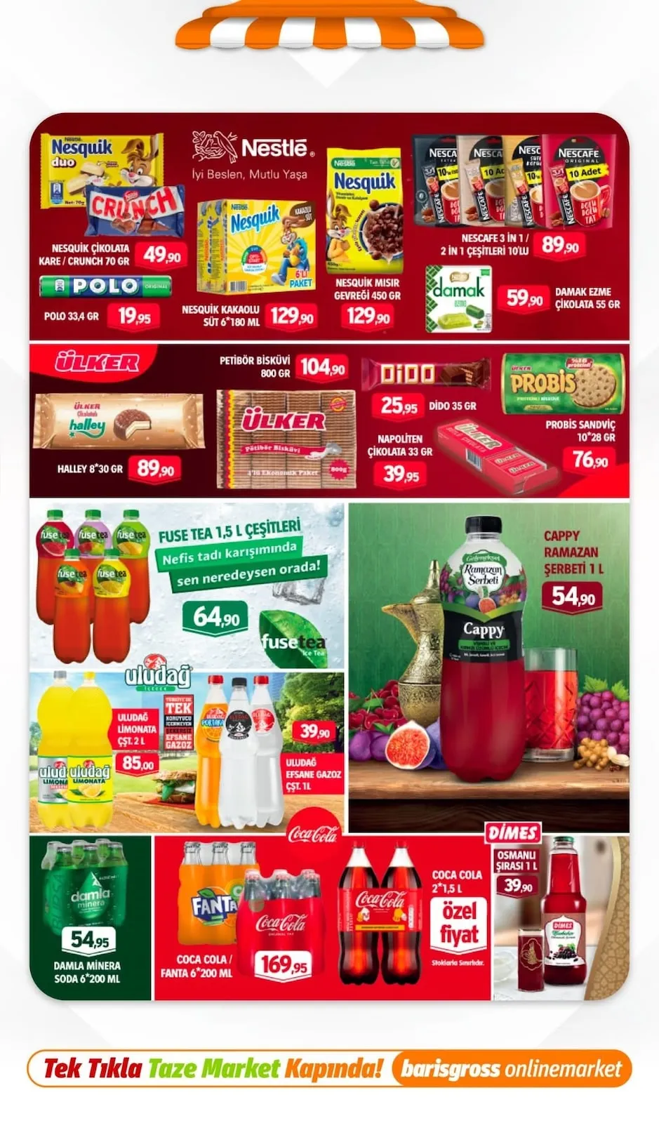 Barış Barış Gross 20 Şubat 2026 Aktüel Kataloğu sayfa 3: Cappy Ramazan Şerbeti 1 L, Nesquik Çikolata Kare / Crunch 70 Gr