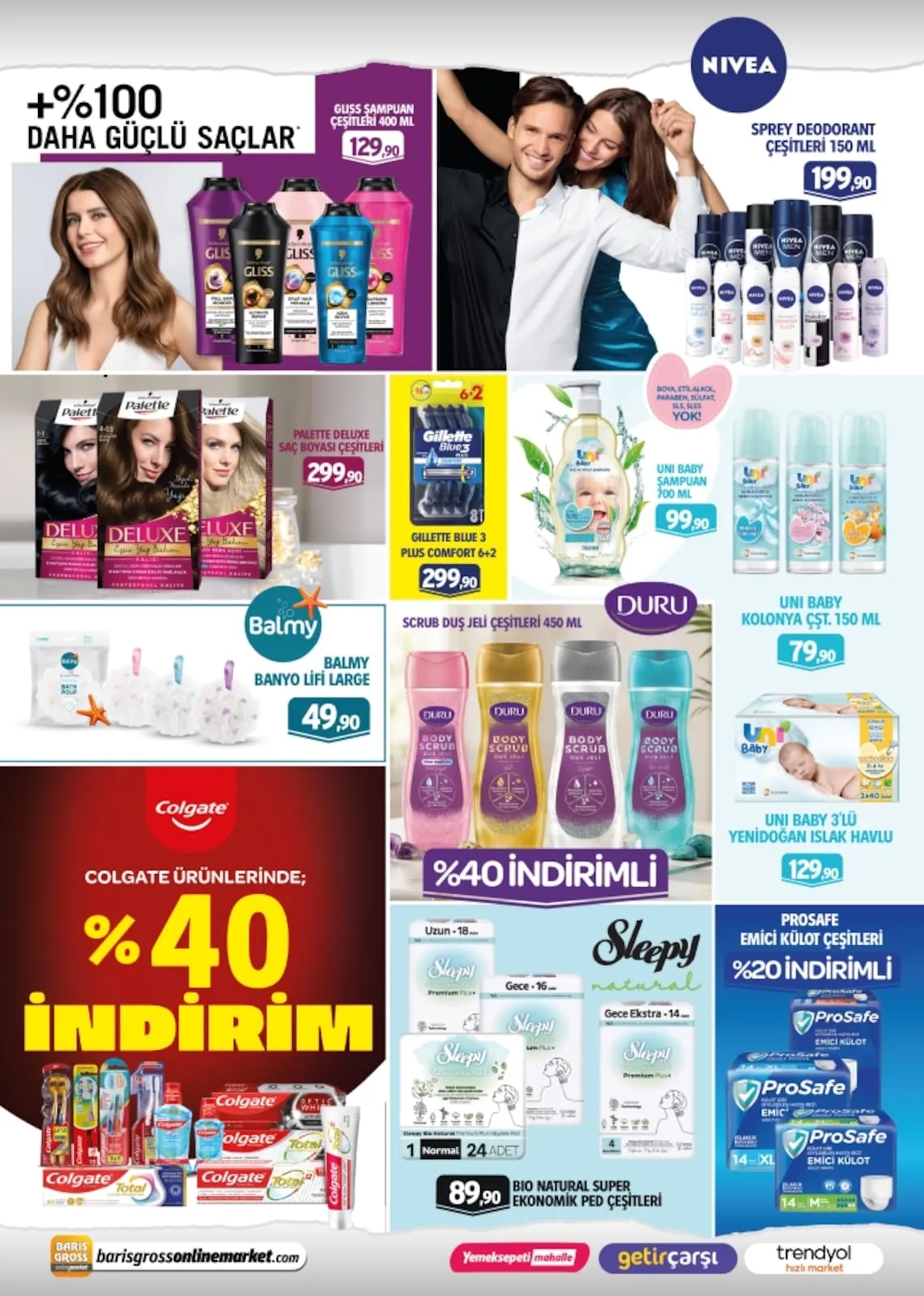 Barış Barış Gross 8 Mayıs 2026 Aktüel Kataloğu sayfa 6: Gillette Blue 3 Plus Comfort 6+2, Balmy Banyo Lifi Large