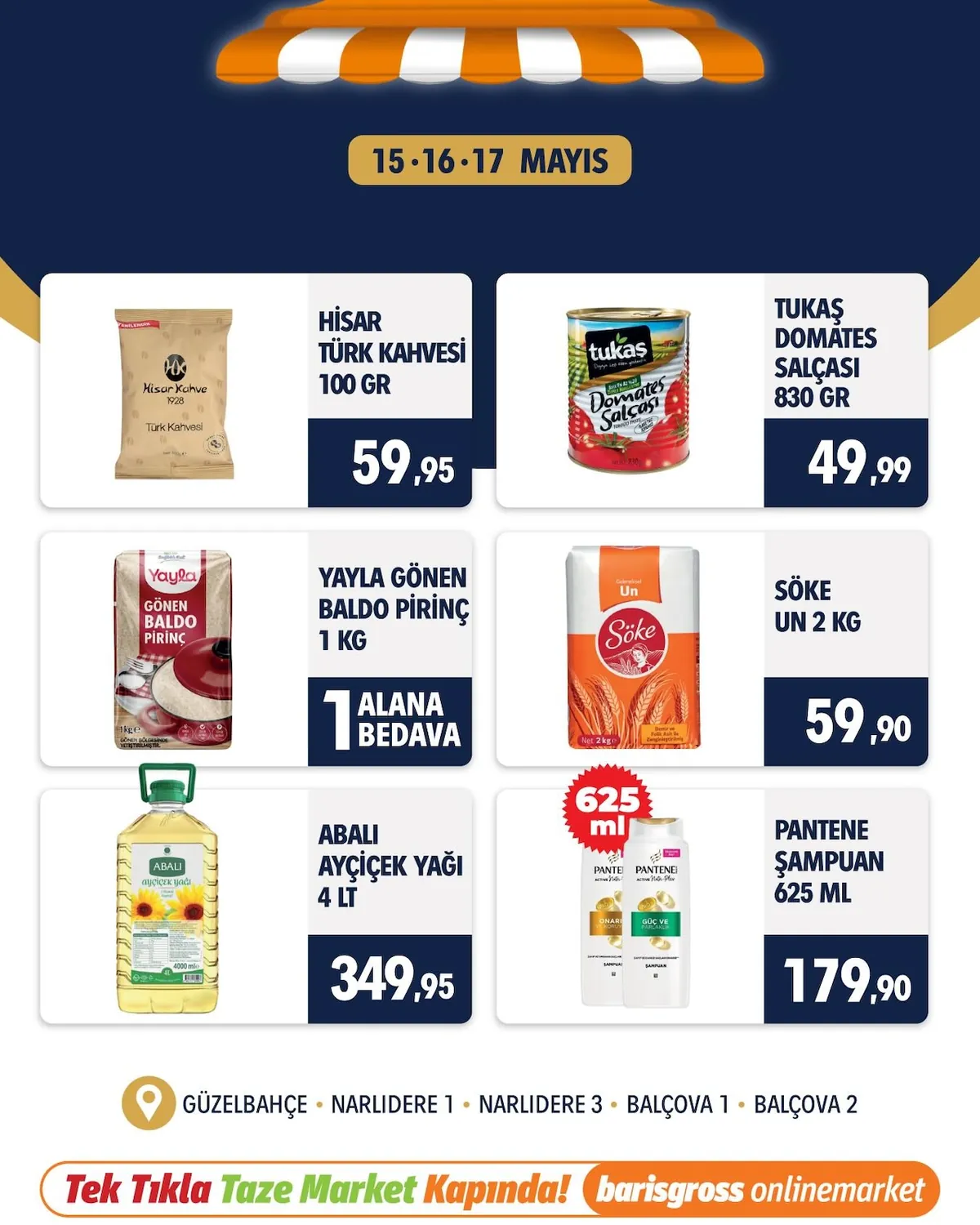 Barış Barış Gross 15 Mayıs 2026 Aktüel Kataloğu sayfa 5: Söke Un 2 Kg, Hisar Türk Kahvesi 100 Gr