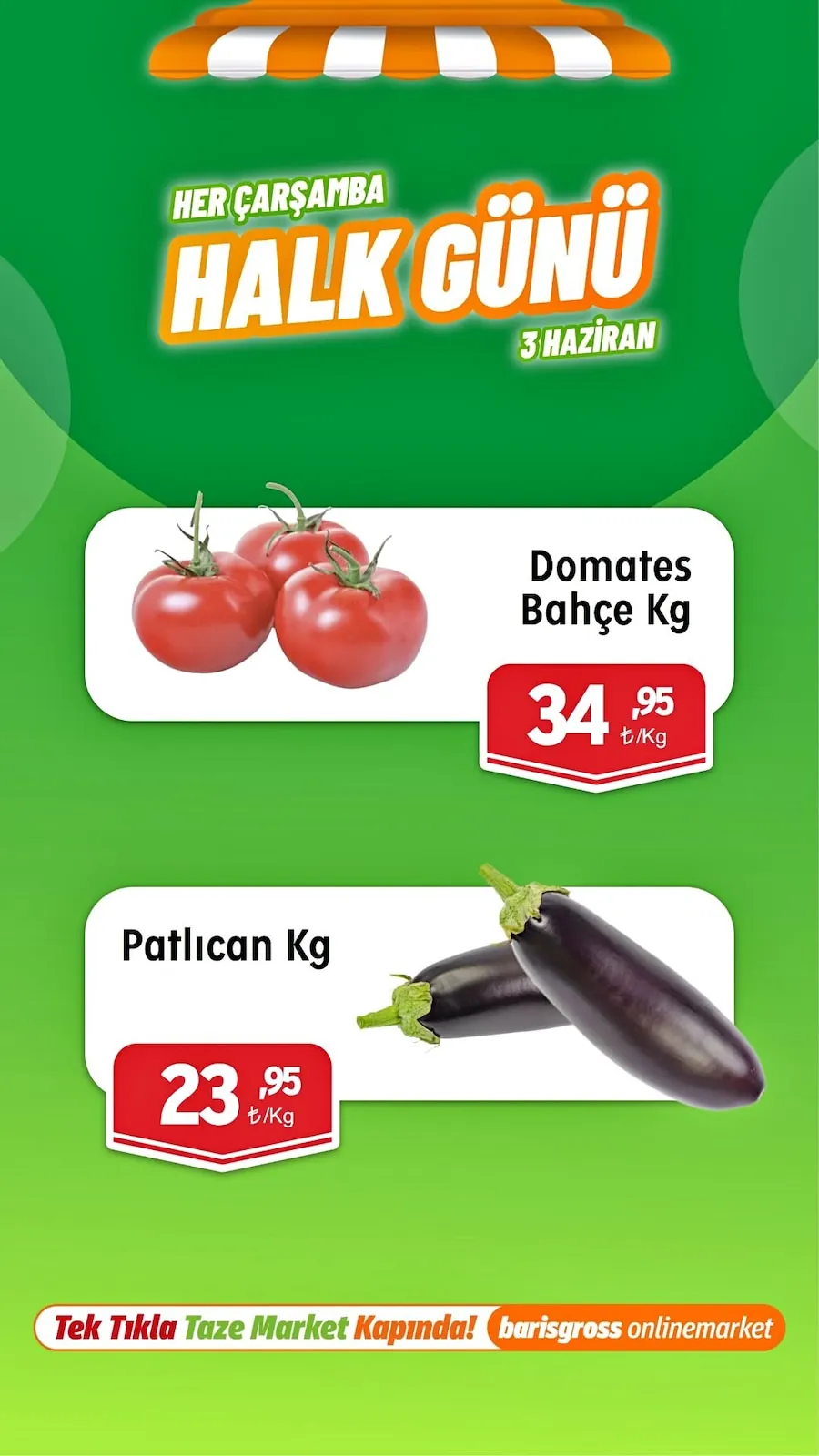 Barış Barış Gross 3 Haziran 2026 Aktüel Kataloğu sayfa 3: Patlıcan Kg, Domates Bahçe Kg
