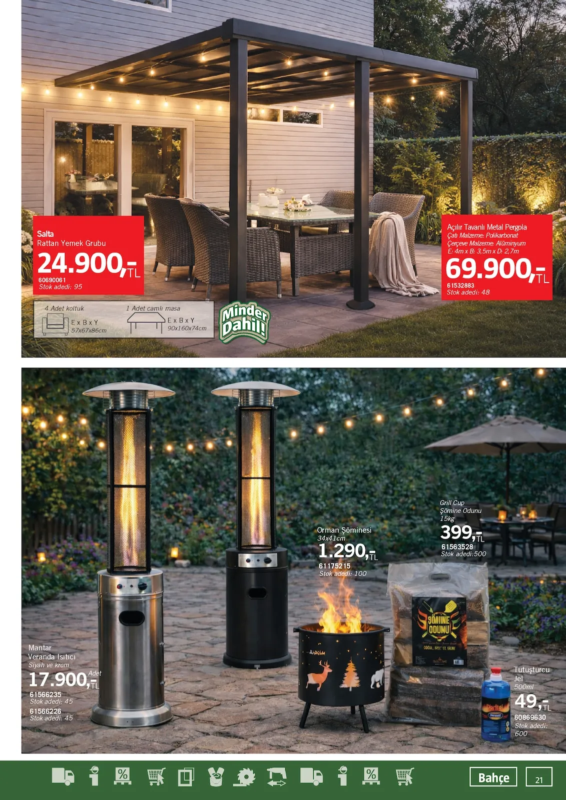 Bauhaus Bauhaus 31 Ocak 2026 Aktüel Kataloğu sayfa 21: Grill Cup Şömine Odunu 15Kg, Açılır Tavanlı Metal Pergola