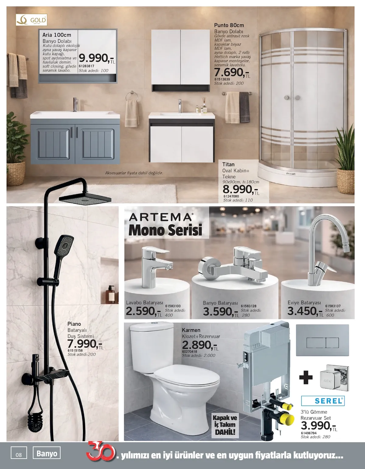 Bauhaus Bauhaus 18 Nisan 2026 Aktüel Kataloğu sayfa 8: Banyo Bataryası, Eviye Bataryası