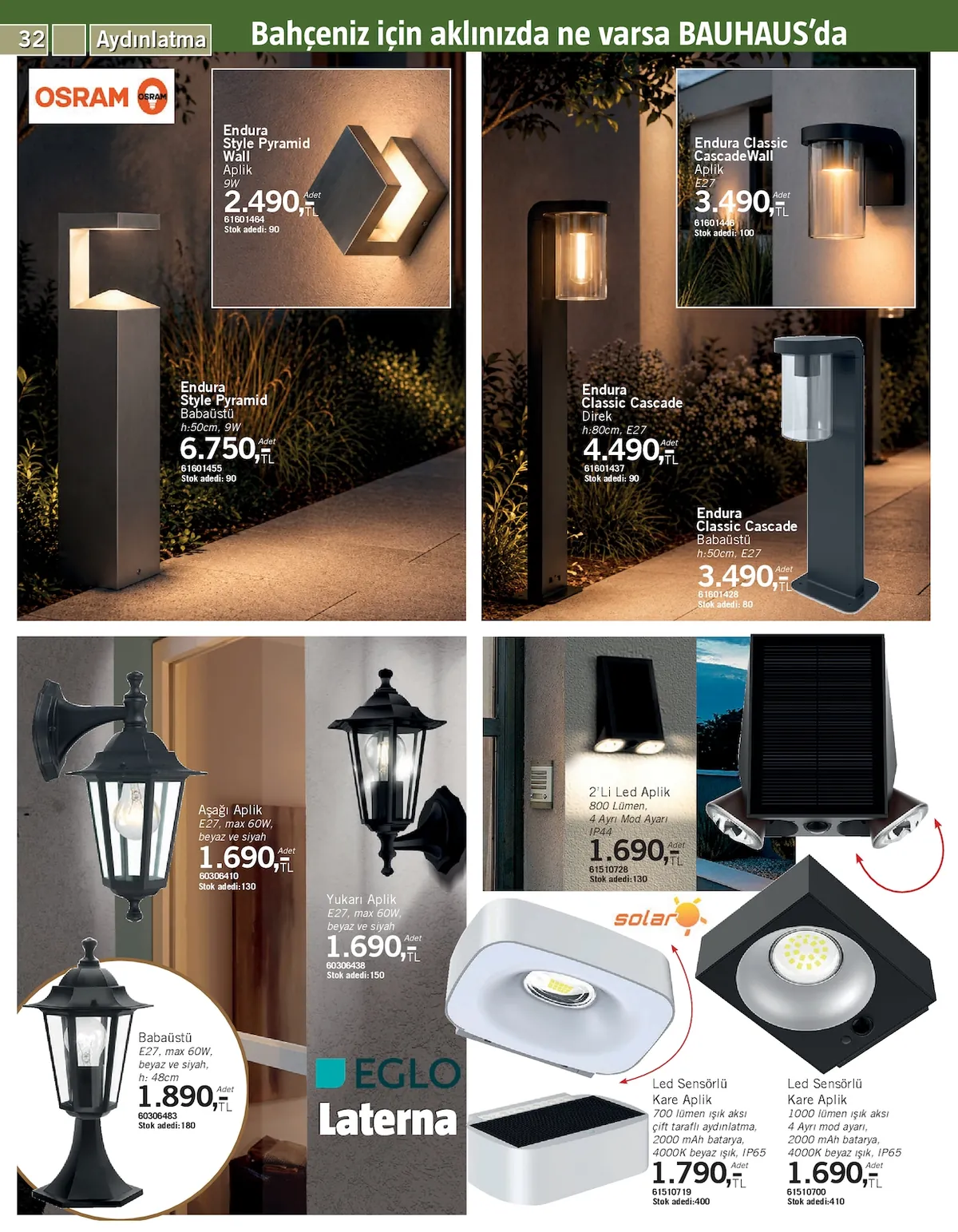 Bauhaus Bauhaus 9 Mayıs 2026 Aktüel Kataloğu sayfa 32: Osram Endura Style Pyramid Wall Aplik 9W, Yukarı Aplık E27 Max 60W Beyaz Ve Siyah