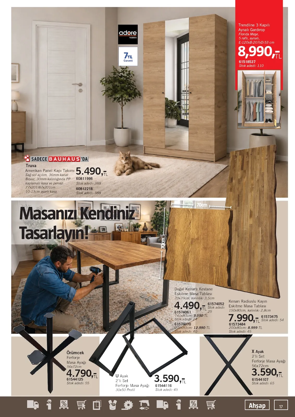 Bauhaus Bauhaus 16 Mayıs 2026 Aktüel Kataloğu sayfa 17: Truva Amerikan Panel Kapı Takımı 36Mm
