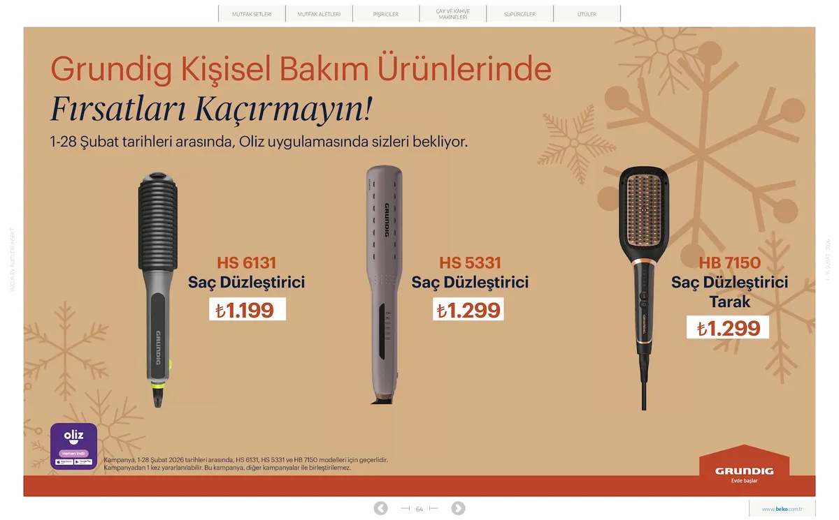 Beko Beko 1 Şubat 2026 Aktüel Kataloğu sayfa 64: Hs 6131 Saç Düzleştirici, Hs 5331 Saç Düzleştirici