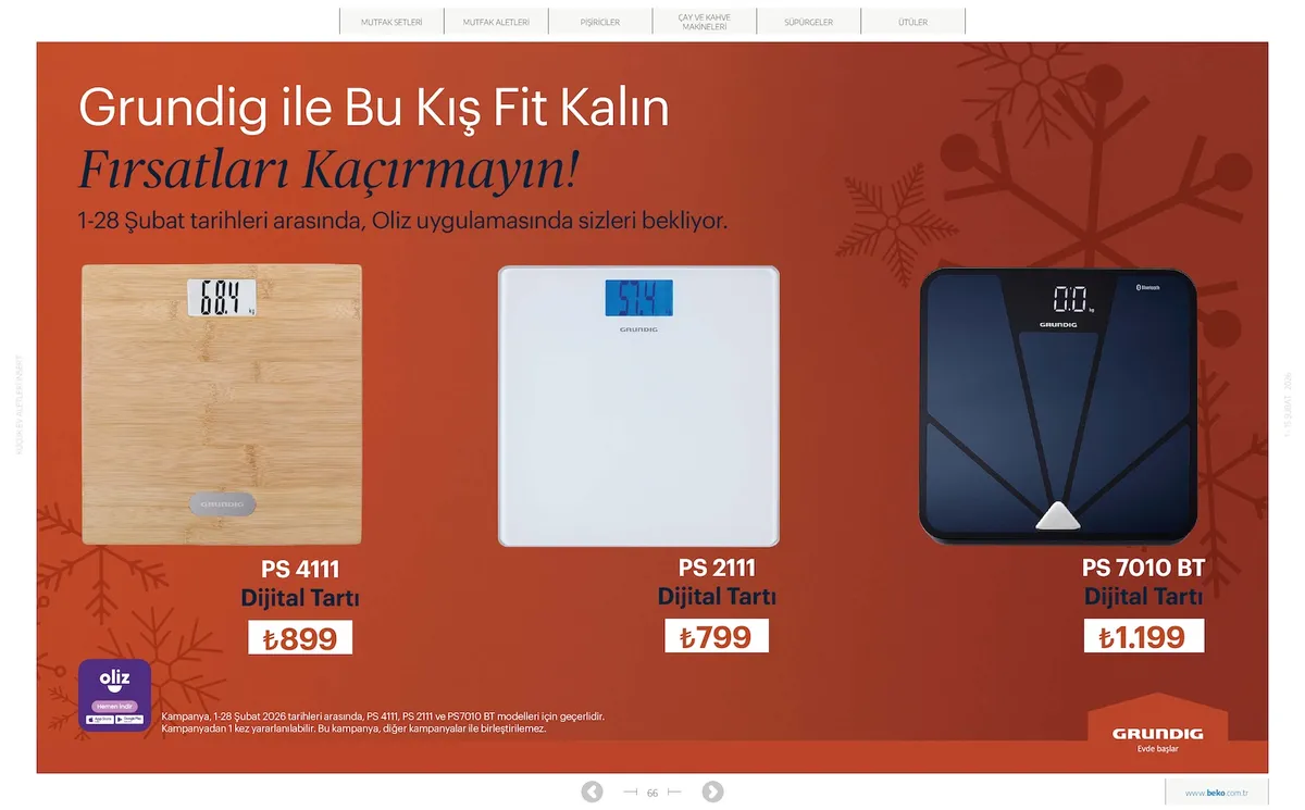 Beko Beko 1 Şubat 2026 Aktüel Kataloğu sayfa 66: Grundig Ps 7010 Bt Dijital Tartı, Grundig Ps 4111 Dijital Tartı