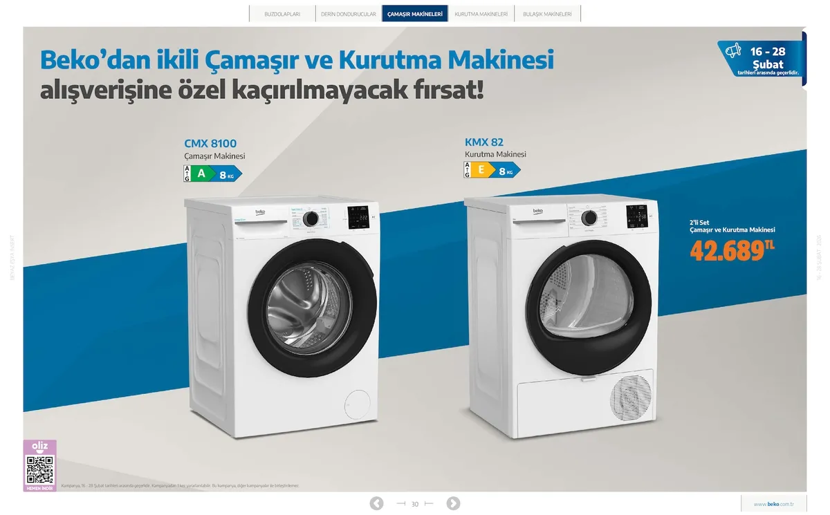 Beko Beko 16 Şubat 2026 Aktüel Kataloğu sayfa 30: Beko Kmx 82 Kurutma Makinesi, Beko Kmx 82 Kurutma Makinesi