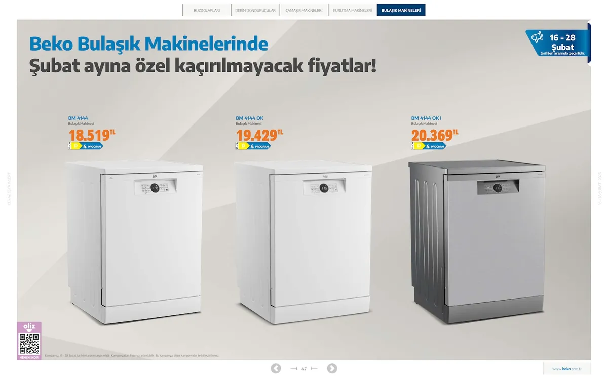 Beko Beko 16 Şubat 2026 Aktüel Kataloğu sayfa 47: Bm 4144 Bulaşık Makinesi, Bm 4144 Ok Bulaşık Makinesi