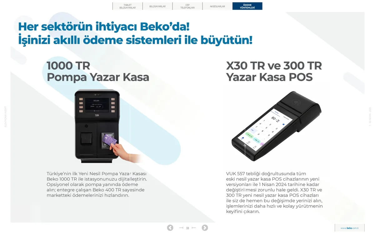 Beko Beko 1 Nisan 2026 Aktüel Kataloğu sayfa 33