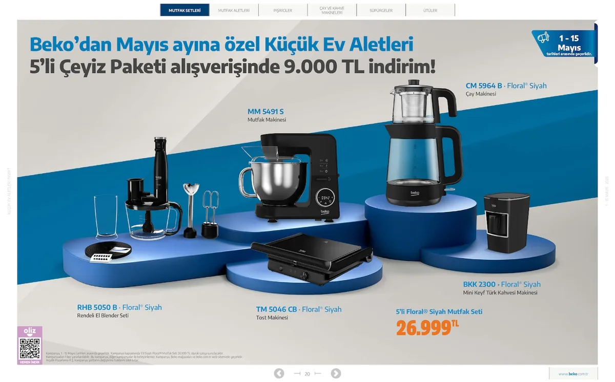 Beko Market Katalog sayfa 20: Beko 5'Li Floral Siyah Mutfak Seti