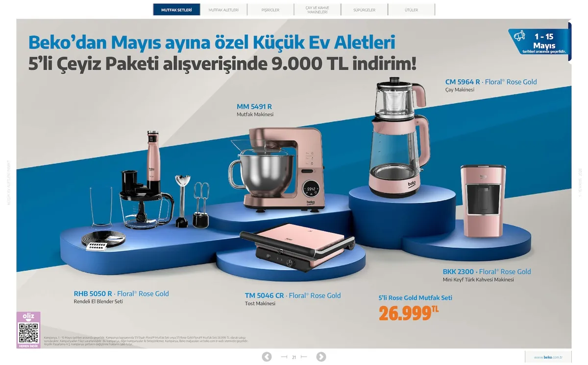 Beko Market Katalog sayfa 21: Beko Bkk 2300 Floral Rose Gold Mini Keyf Türk Kahvesi Makinesi