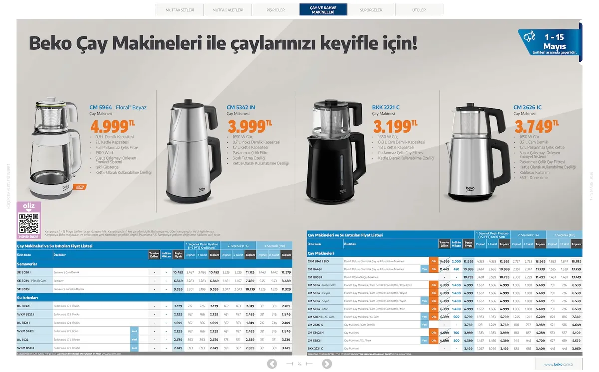 Beko Market Katalog sayfa 35: Beko Cm 5964 Floral Beyaz Çay Makinesi, Beko Cm 5342 In Çay Makinesi