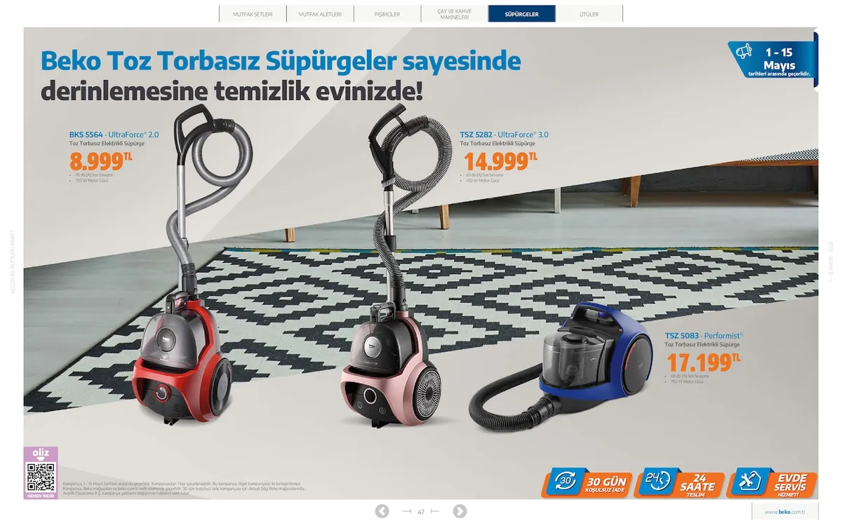 Beko Market Katalog sayfa 47: Tsz 5282 Ultraforce 3.0 Toz Torbasız Elektrikli Süpürge, Bks 5564 Ultraforce 2.0 Toz Torbasız Elektrikli Süpürge