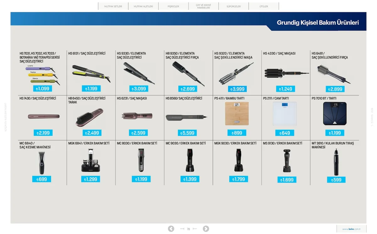 Beko Market Katalog sayfa 78: Ps 7010 Bt / Tartı, Ps 2111 / Cam Tartı