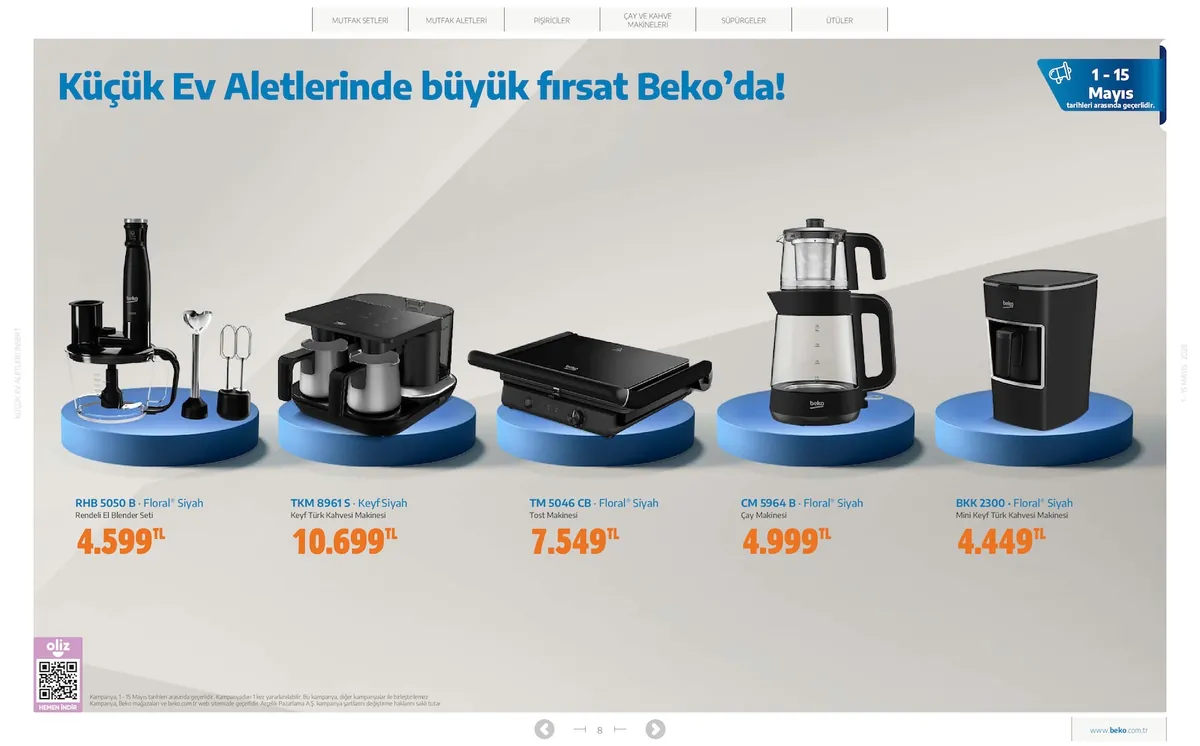 Beko Market Katalog sayfa 8: Beko Rhb 5050 B - Floral Siyah Rendeli El Blender Seti, Beko Bkk 2300 - Floral Siyah Mini Keyf Türk Kahvesi Makinesi