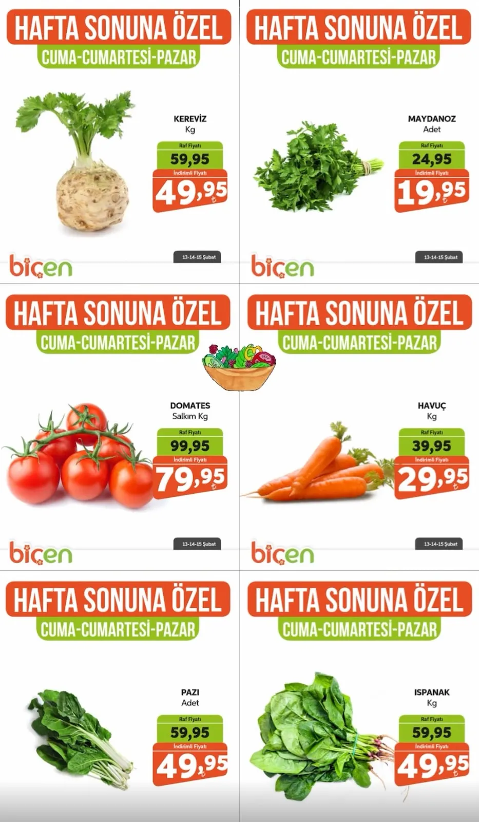 Biçen Biçen Market 13 Şubat 2026 Aktüel Kataloğu sayfa 3: Ispanak Kg, Maydanoz Adet