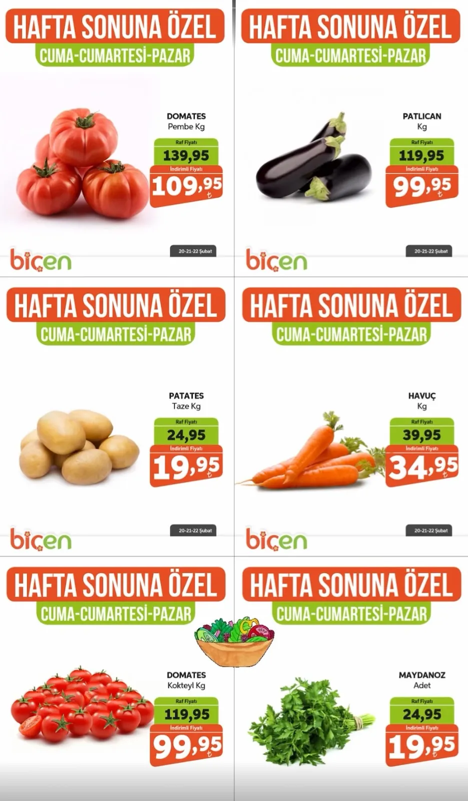 Biçen Biçen Market 20 Şubat 2026 Aktüel Kataloğu sayfa 2: Havuç Kg, Maydanoz Adet
