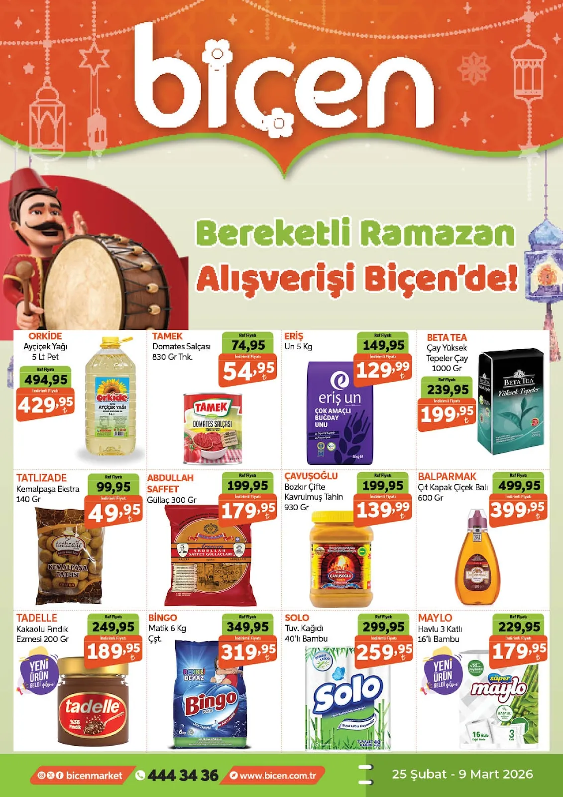Biçen Biçen Market 25 Şubat 2026 Aktüel Kataloğu sayfa 1: Tatlizade Kemalpaşa Ekstra 140 Gr, Çavuşoğlu Bozkır Çifte Kavrulmuş Tahin 930 Gr