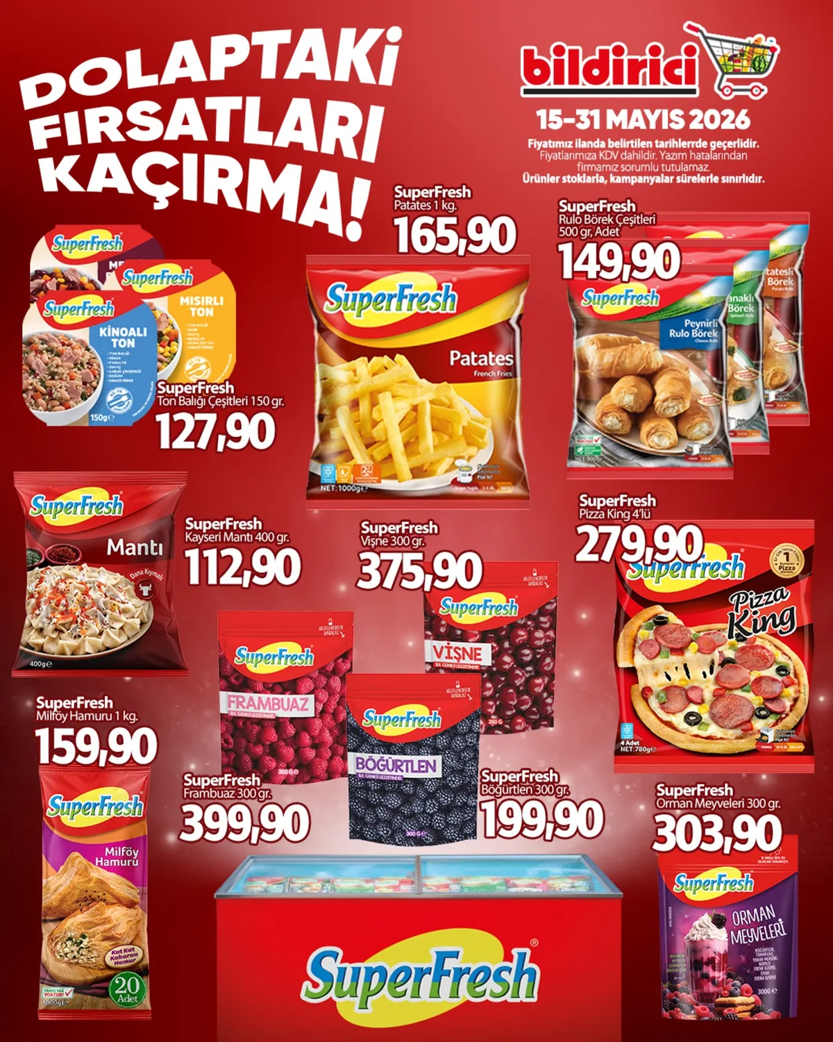 Bildirici Bildirici 15 Mayıs 2026 Aktüel Kataloğu sayfa 3: Superfresh Pizza King 4'Lü 780G