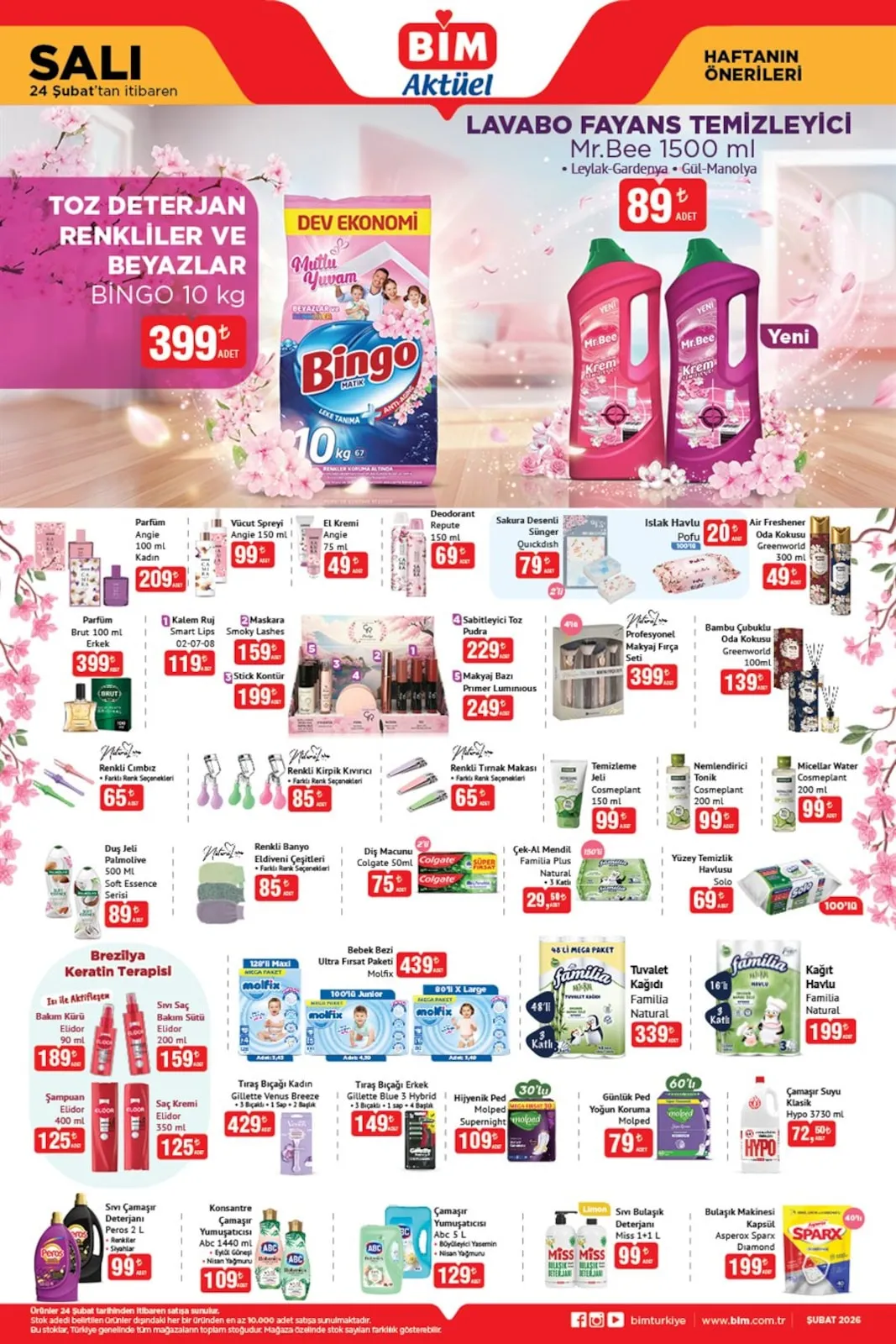 Bim Bim 24 Şubat 2026 Aktüel Kataloğu sayfa 3: Mr.Bee Lavabo Fayans Temizleyici 1500 Ml, Abc Çamaşır Yumuşatıcısı 5 L