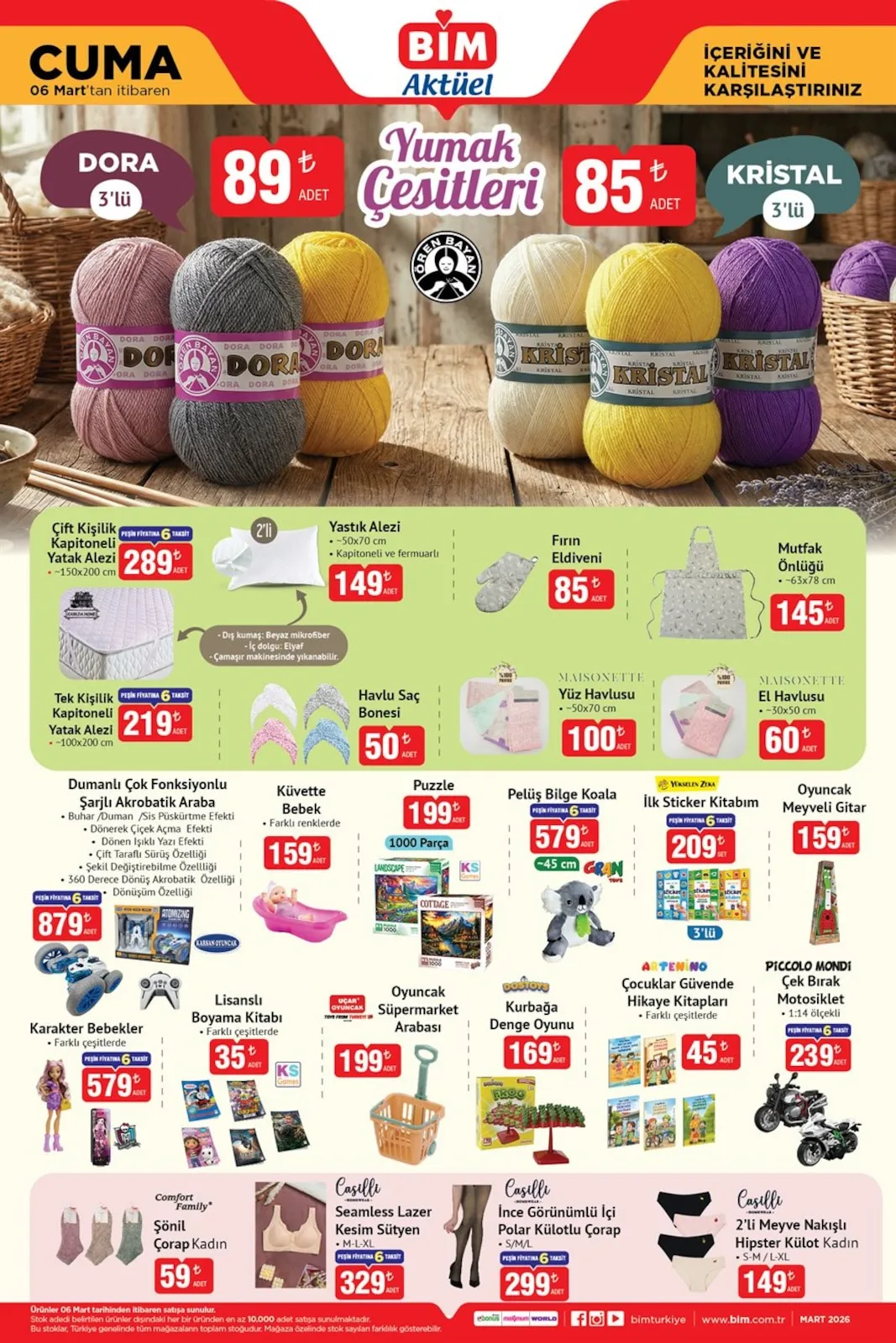 Bim Bim 6 Mart 2026 Aktüel Kataloğu sayfa 5: Karakter Bebekler, Kristal 3'Lü Yün