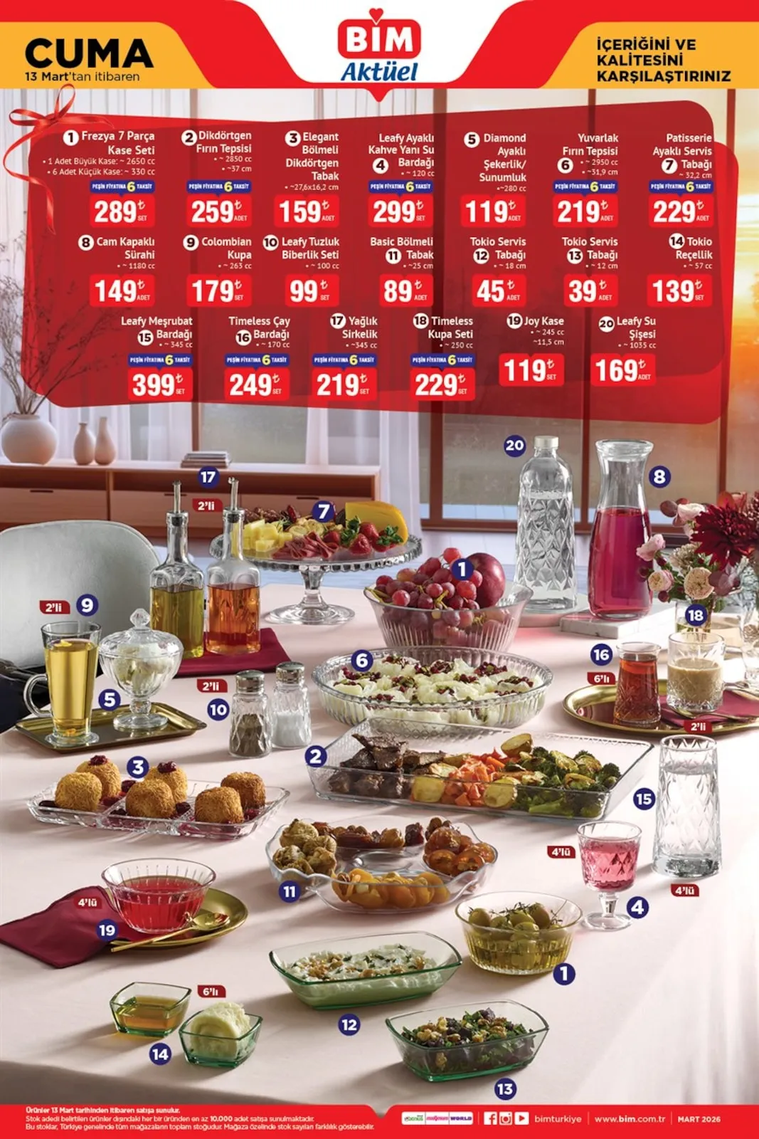 BİM Bim 13 Mart 2026 Aktüel Kataloğu sayfa 6: Dikdörtgen Fırın Tepsisi, Leafy Su Şişesi