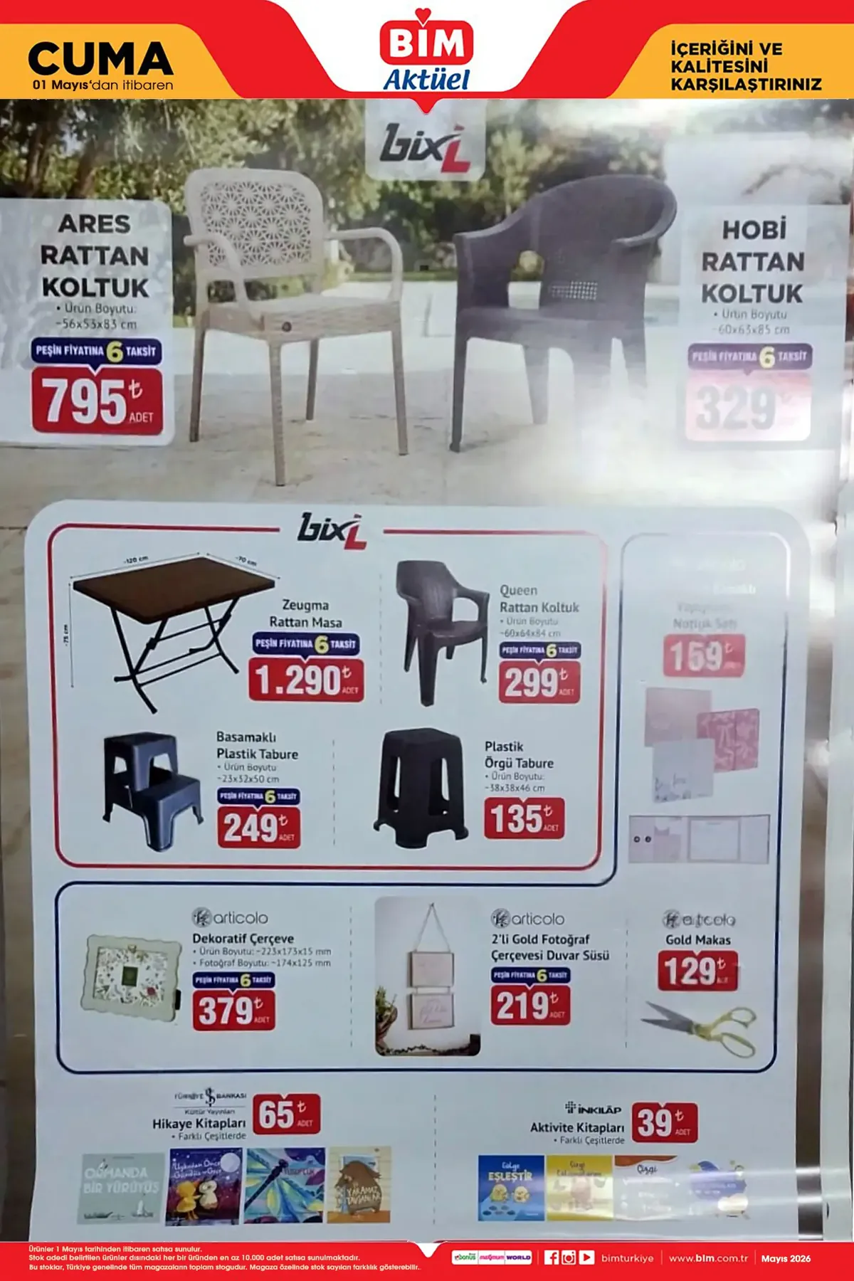 Bim BİM 1 Mayıs 2026 Aktüel Ürünler Kataloğu sayfa 4: Articolo Dekoratif Çerçeve 1 Adet, Articolo 2'Li Gold Fotoğraf Çerçevesi Duvar Süsü 1 Adet