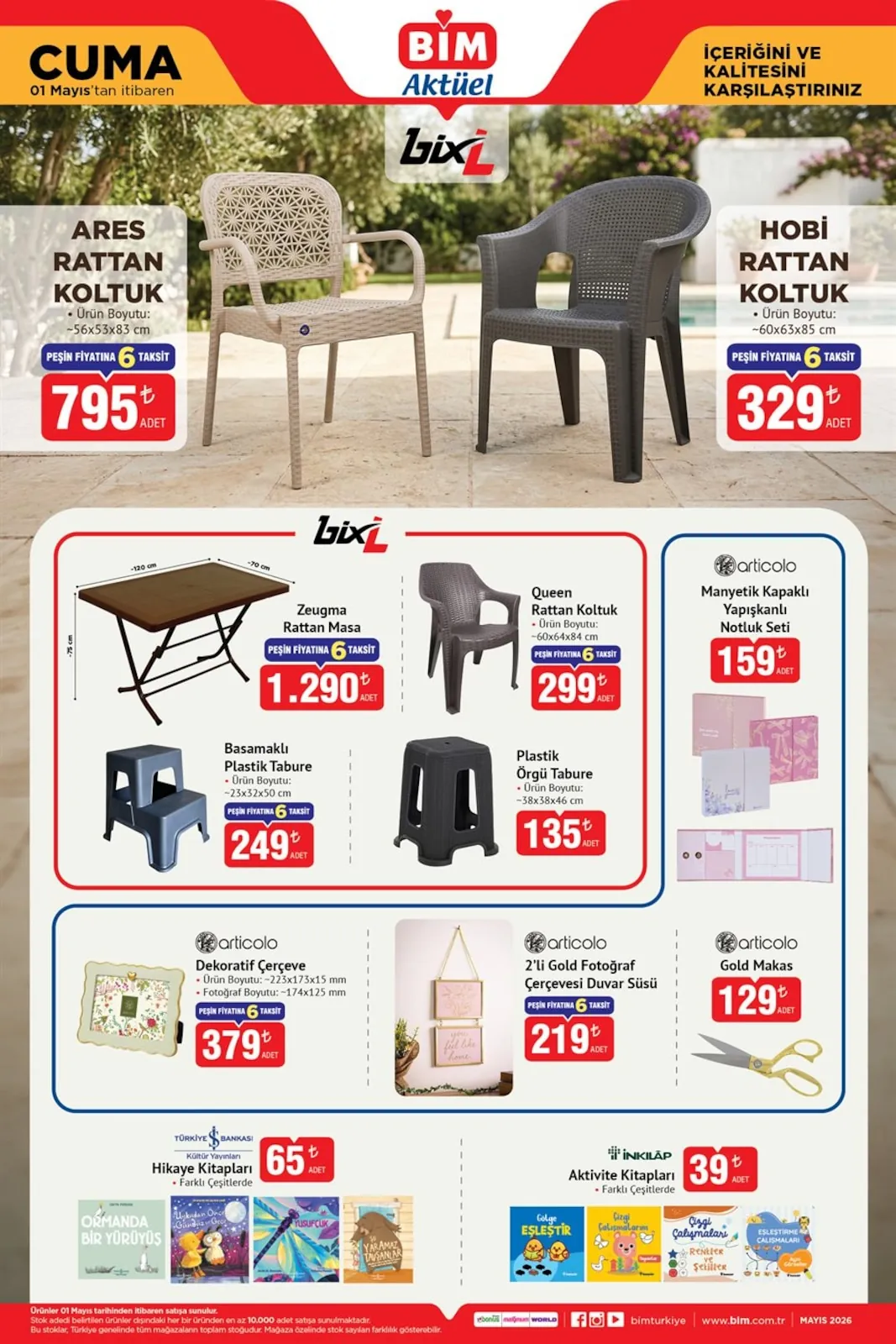 BİM BİM 1 Mayıs 2026 Aktüel Ürünler Kataloğu sayfa 6: Kalp Şekilli Döküm Tencere ~20 Cm, Genante Büyük Salata Tabağı ~31 X 19 Cm