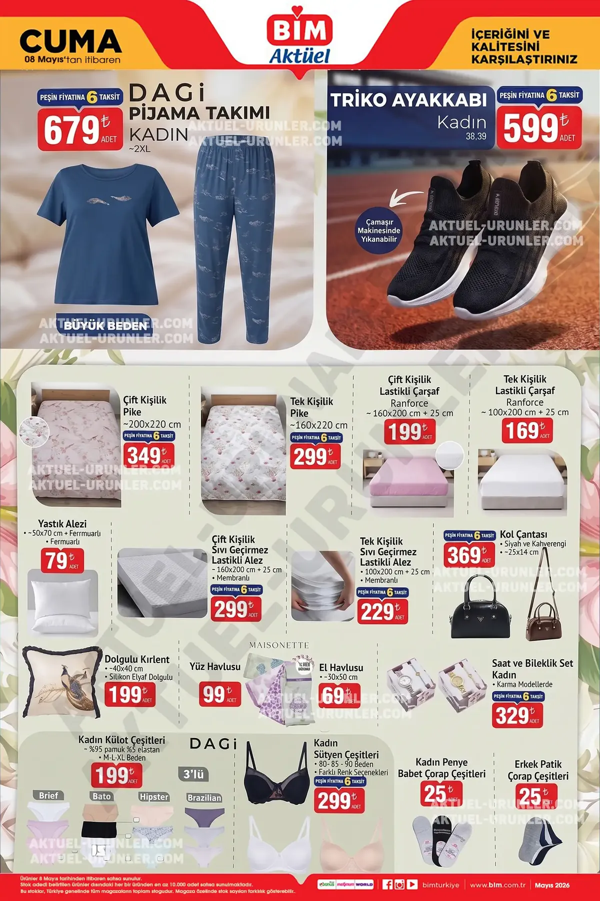 BİM BİM 8 Mayıs 2026 Aktüel Ürünler Kataloğu sayfa 4: Kadın Triko Ayakkabı 1 Adet, Kadın Külot Çeşitleri 3'Lü