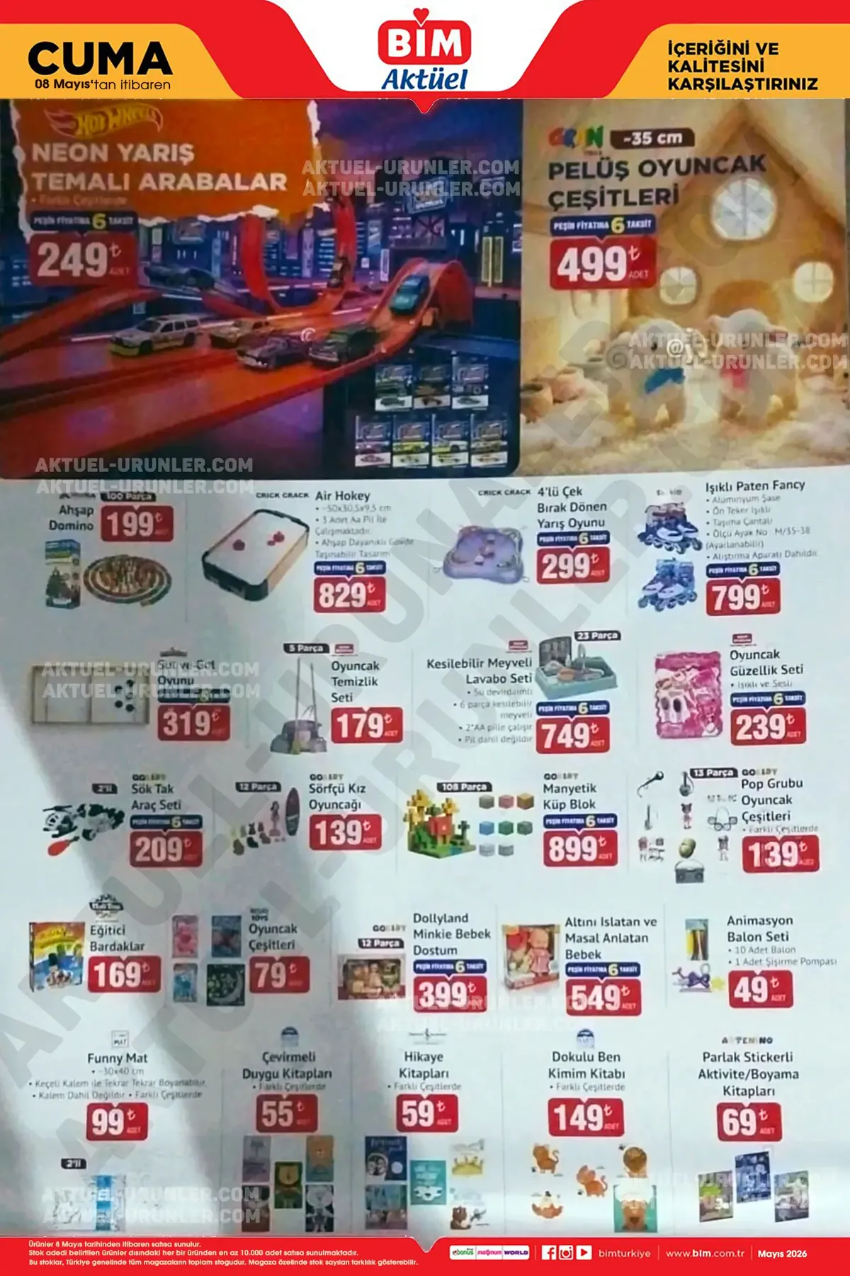 BİM BİM 8 Mayıs 2026 Aktüel Ürünler Kataloğu sayfa 6: Funny Mat 30X40 Cm, Parlak Stickerli Aktivite/Boyama Kitapları