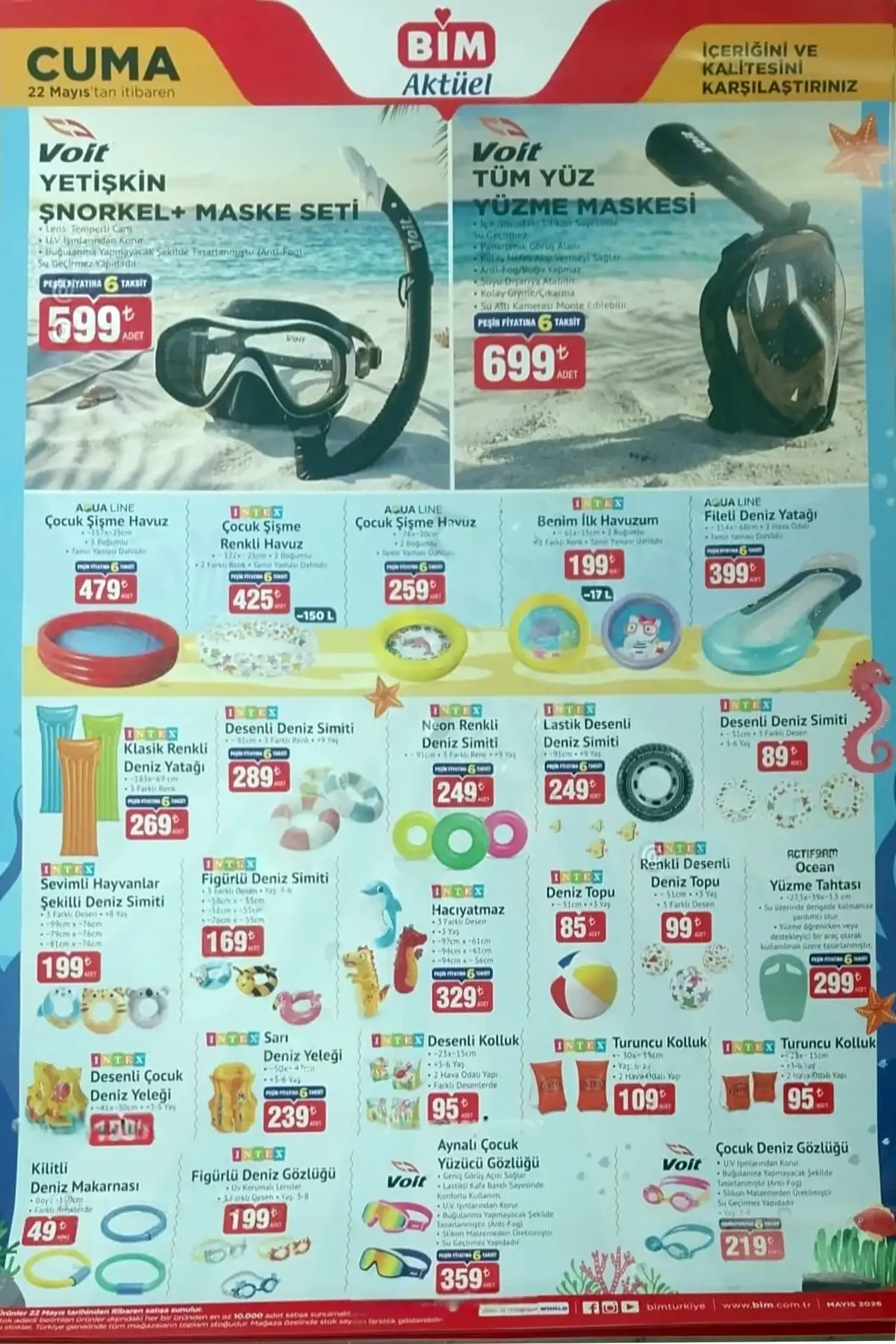 BİM BİM 22 Mayıs 2026 Aktüel Ürünler Kataloğu sayfa 4: Intex Figürlü Deniz Gözlüğü 1 Adet, Intex Klasik Renkli Deniz Yatağı 1 Adet