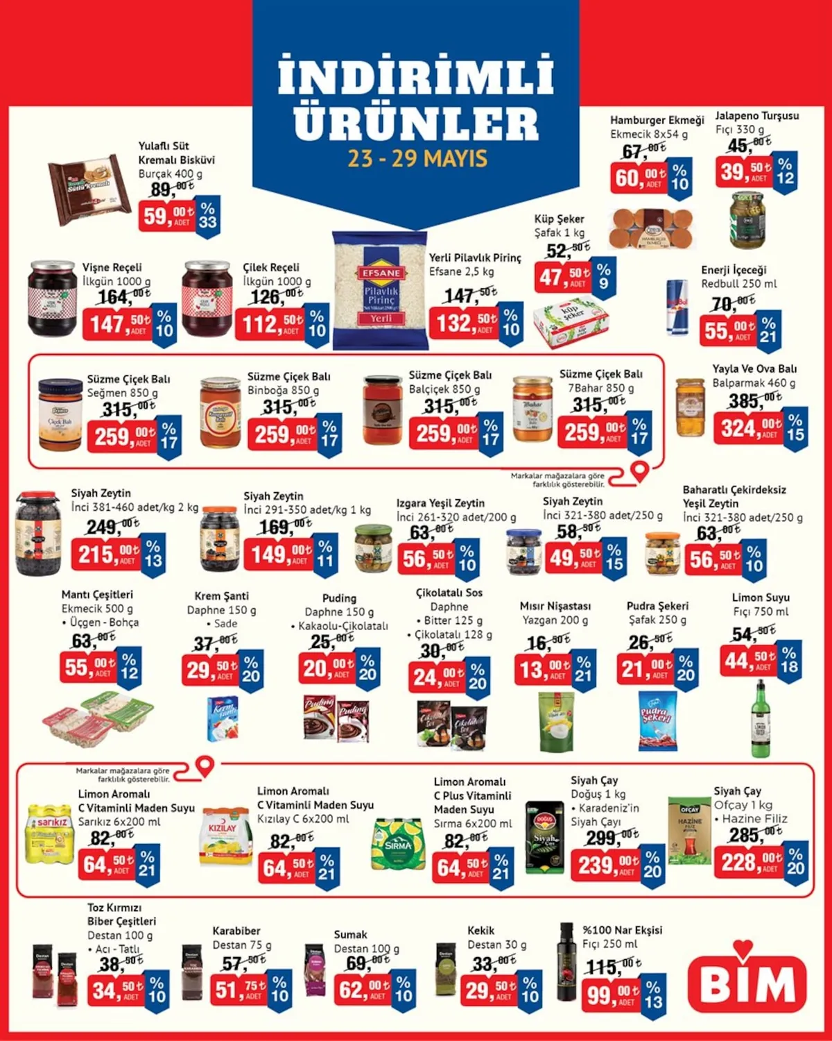 BİM Bim 23 Mayıs 2026 Aktüel Kataloğu sayfa 1: Şafak Pudra Şekeri 250G, Fıçı Limon Suyu 750Ml