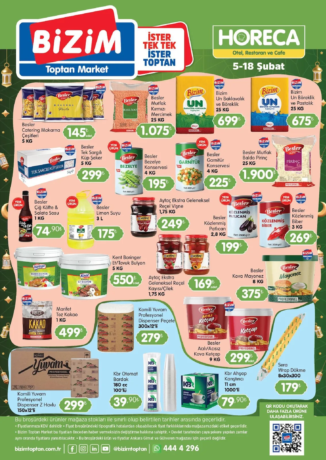 Bizim Bizim Toptan 5 Şubat 2026 Aktüel Kataloğu sayfa 2: Besler Çiğ Köfte & Salata Sosu 1 Kg, Besler Garnitür Konservesi 4 Kg