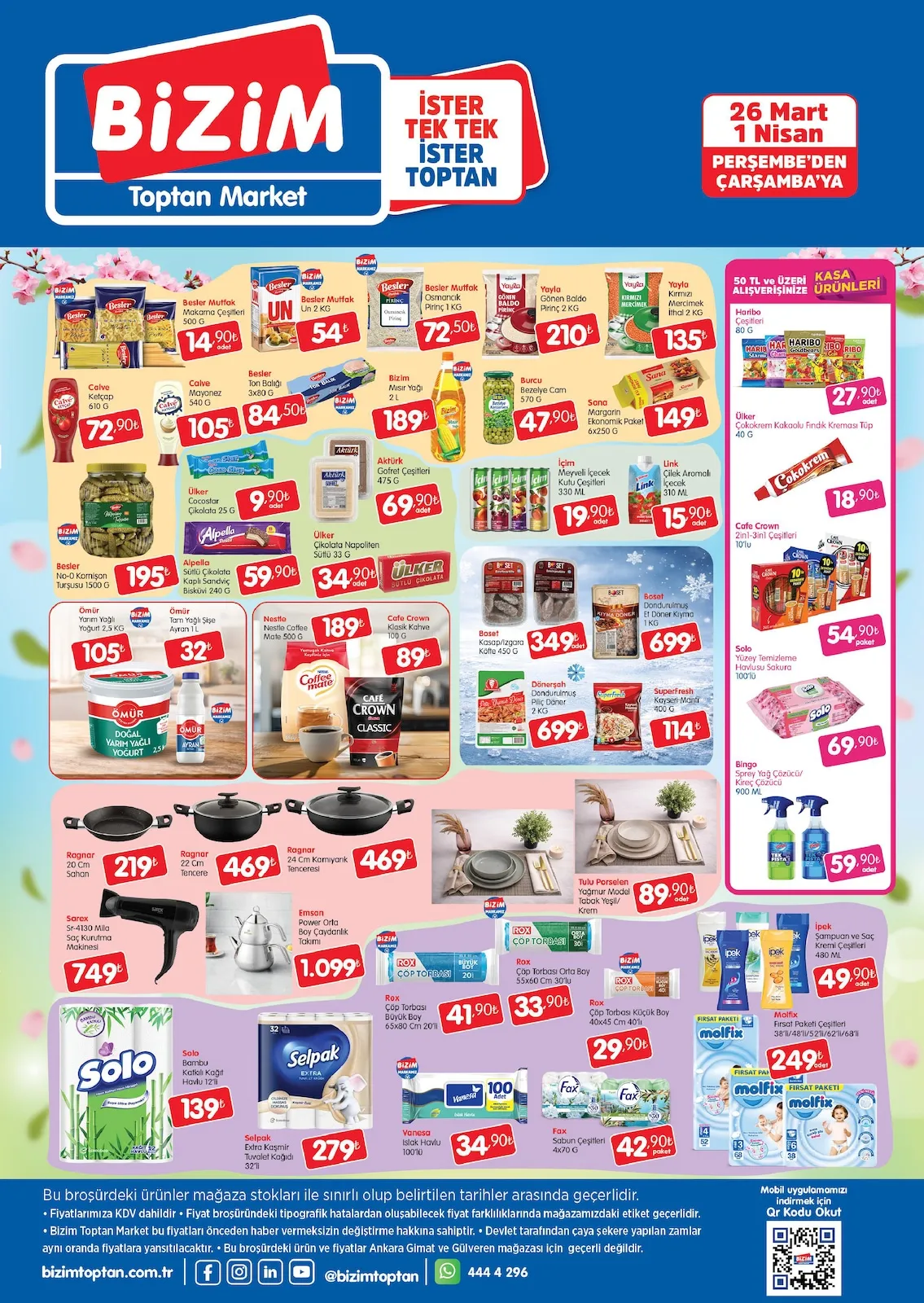 Bizim Bizim Toptan 26 Mart 2026 Aktüel Kataloğu sayfa 2: Selpak Extra Kaşmir Tuvalet Kağıdı 32'Li, Yayala Kırmızı Mercimek İthal 2 Kg