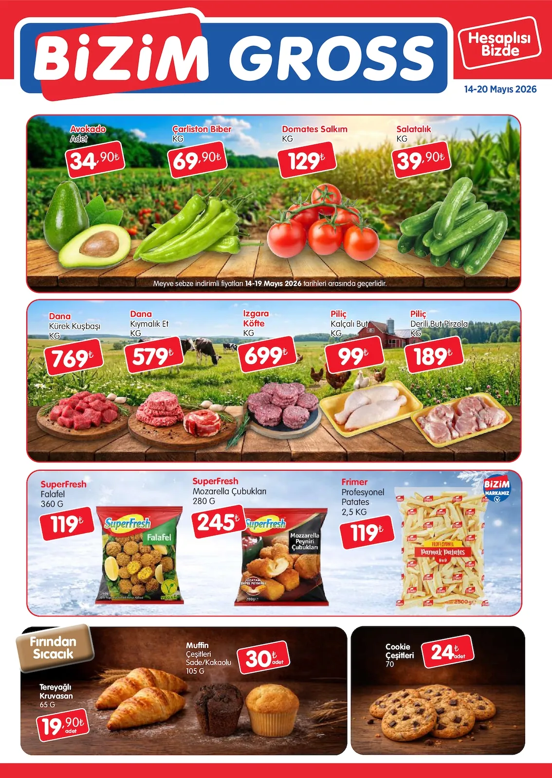 Bizim Bizim Gross 14 Mayıs 2026 Aktüel Kataloğu sayfa 2: Frimer Profesyonel Patates 2,5 Kg, Cookie Çeşitleri 70 Adet