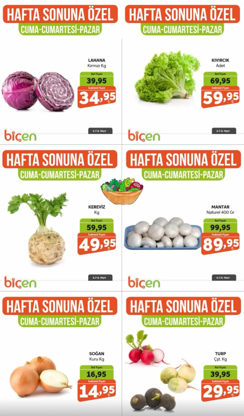 Biçen Biçen Market 6 Mart 2026 Aktüel Kataloğu sayfa 1: Mantar Naturel 400 Gr, Kıvırcık Adet
