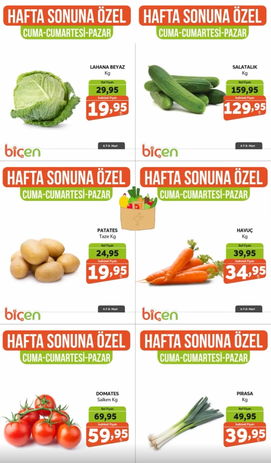 Biçen Biçen Market 6 Mart 2026 Aktüel Kataloğu sayfa 2: Patates Taze Kg, Pirasa Kg