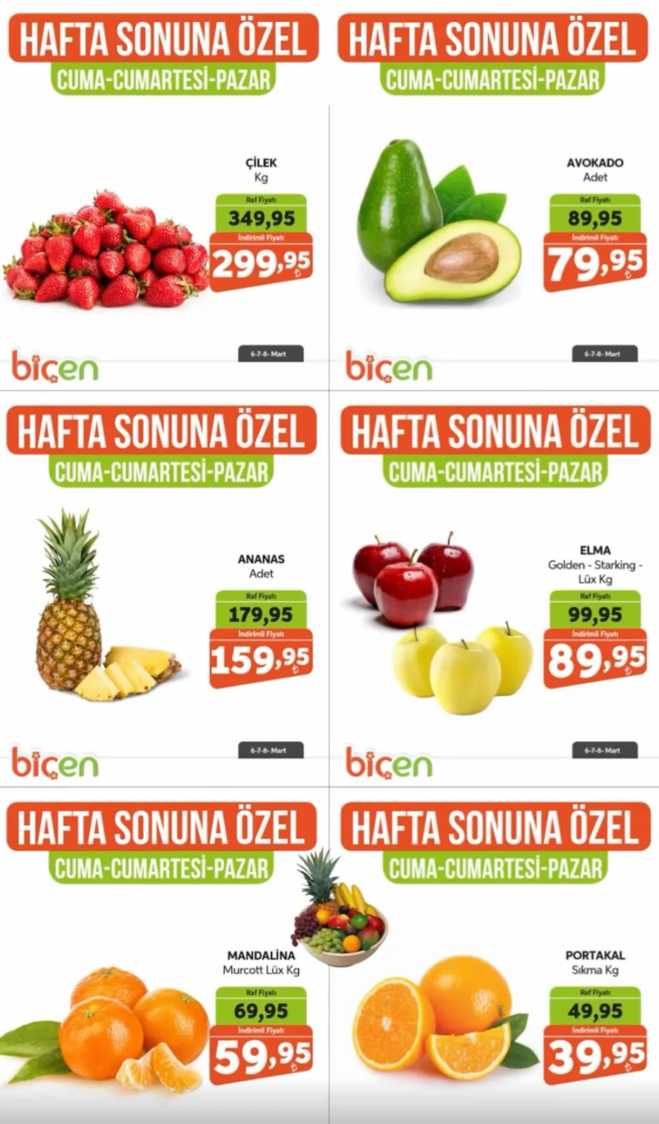 Biçen Biçen Market 6 Mart 2026 Aktüel Kataloğu sayfa 4: Elma Golden - Starking - Lüks Kg, Avokado Adet