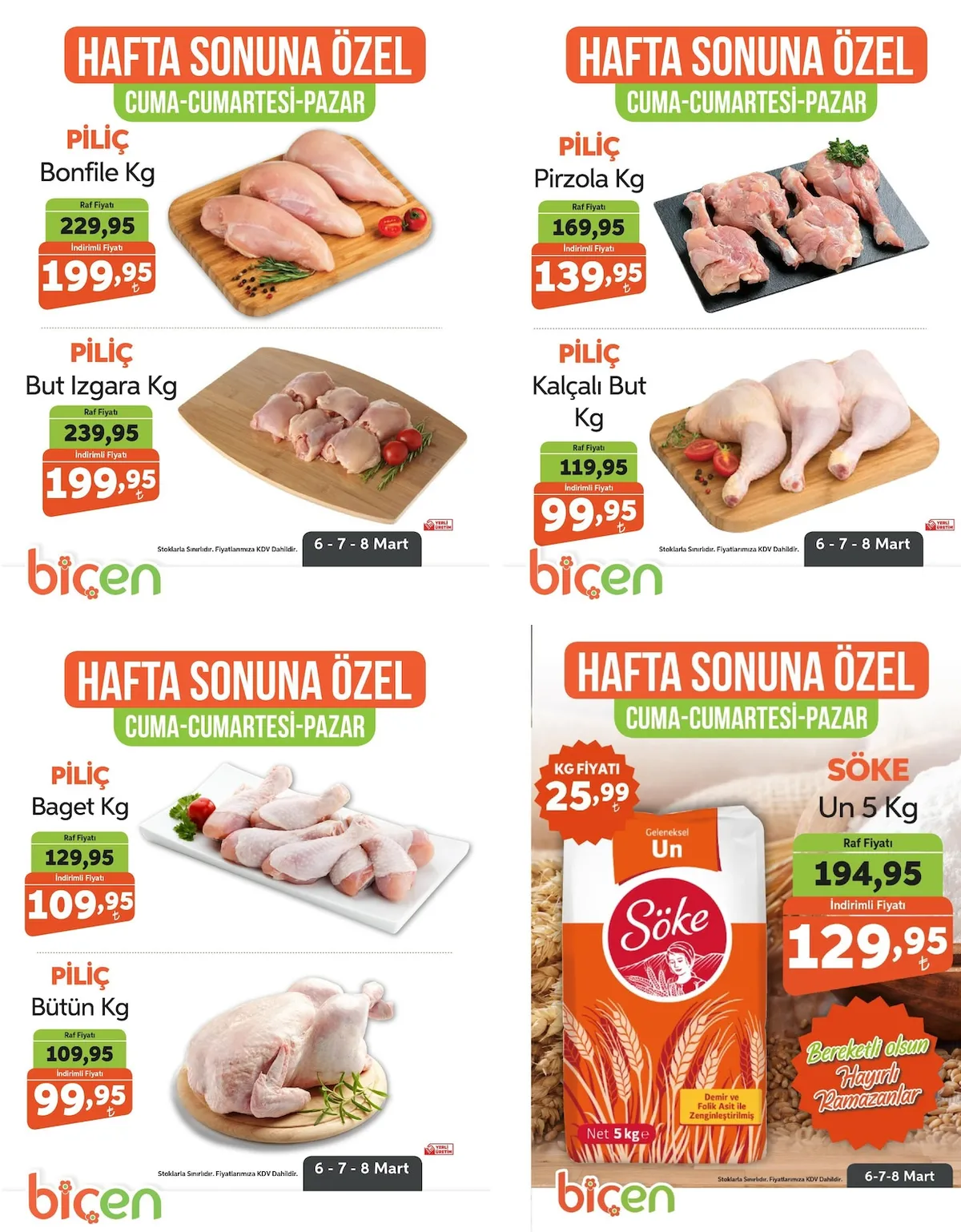 Biçen Biçen Market 6 Mart 2026 Aktüel Kataloğu sayfa 5: Piliç Baget Kg, Bicen Piliç Pirzola Kg