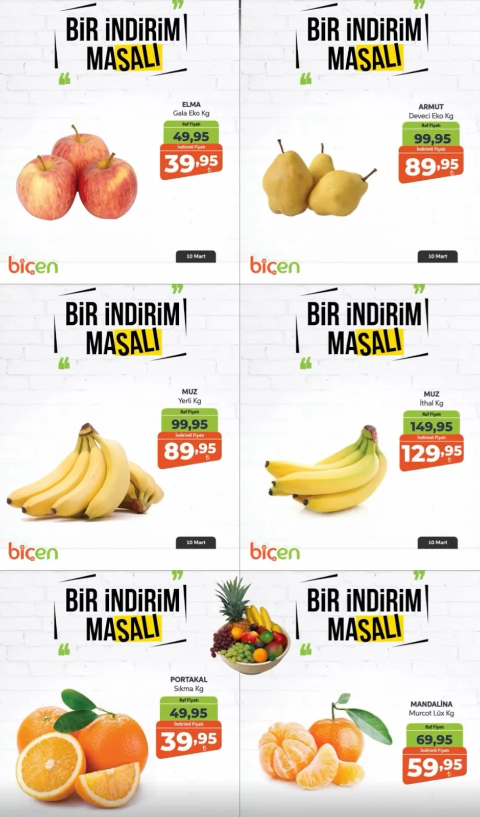 Biçen Biçen Market 10 Mart 2026 Aktüel Kataloğu sayfa 2: Armut Deveci Eko Kg, Elma Gala Eko Kg