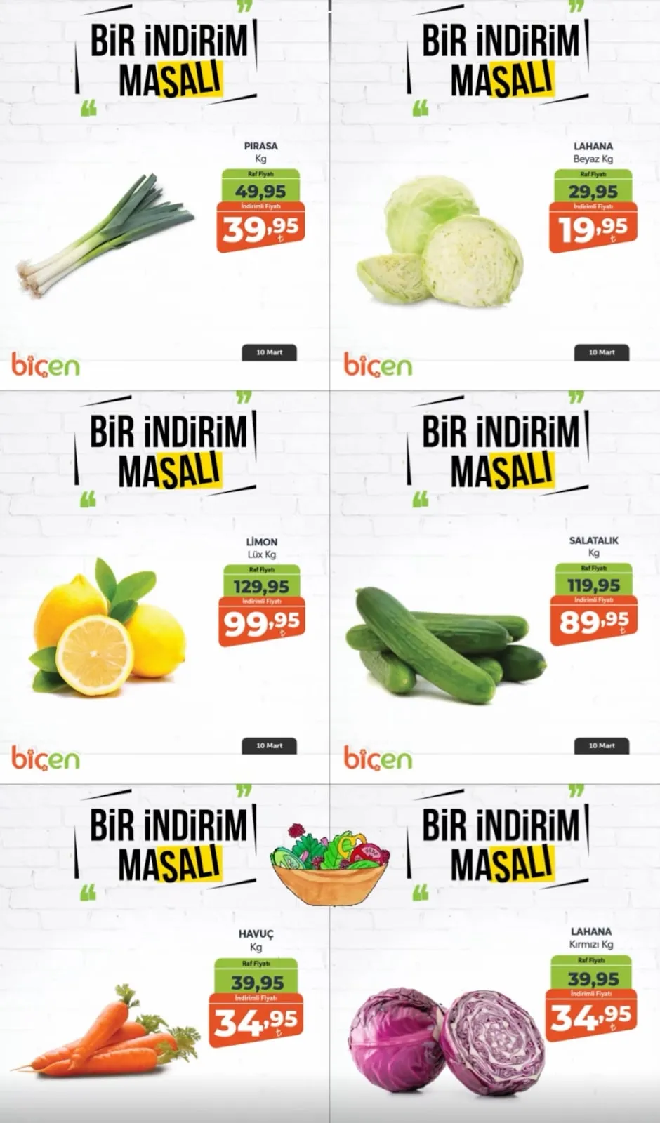 Biçen Biçen Market 10 Mart 2026 Aktüel Kataloğu sayfa 3: Lahana Beyaz Kg, Salatalık Kg